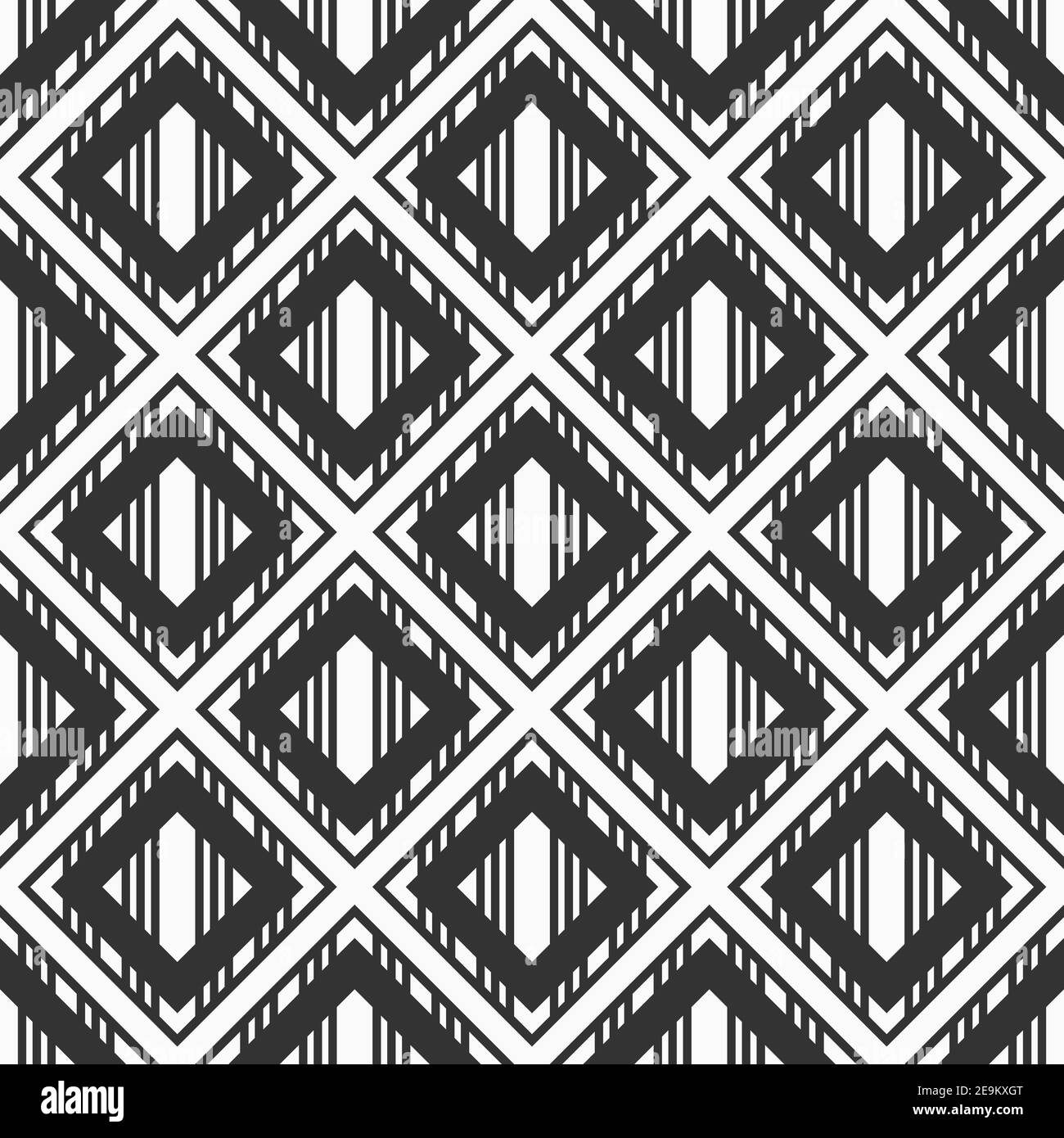 Abstraktes, nahtlos gestreiftes Rautenmuster. Moderne, stylische Textur. Geometrische Kacheln werden wiederholt. Vektor monochromer Hintergrund. Stock Vektor
