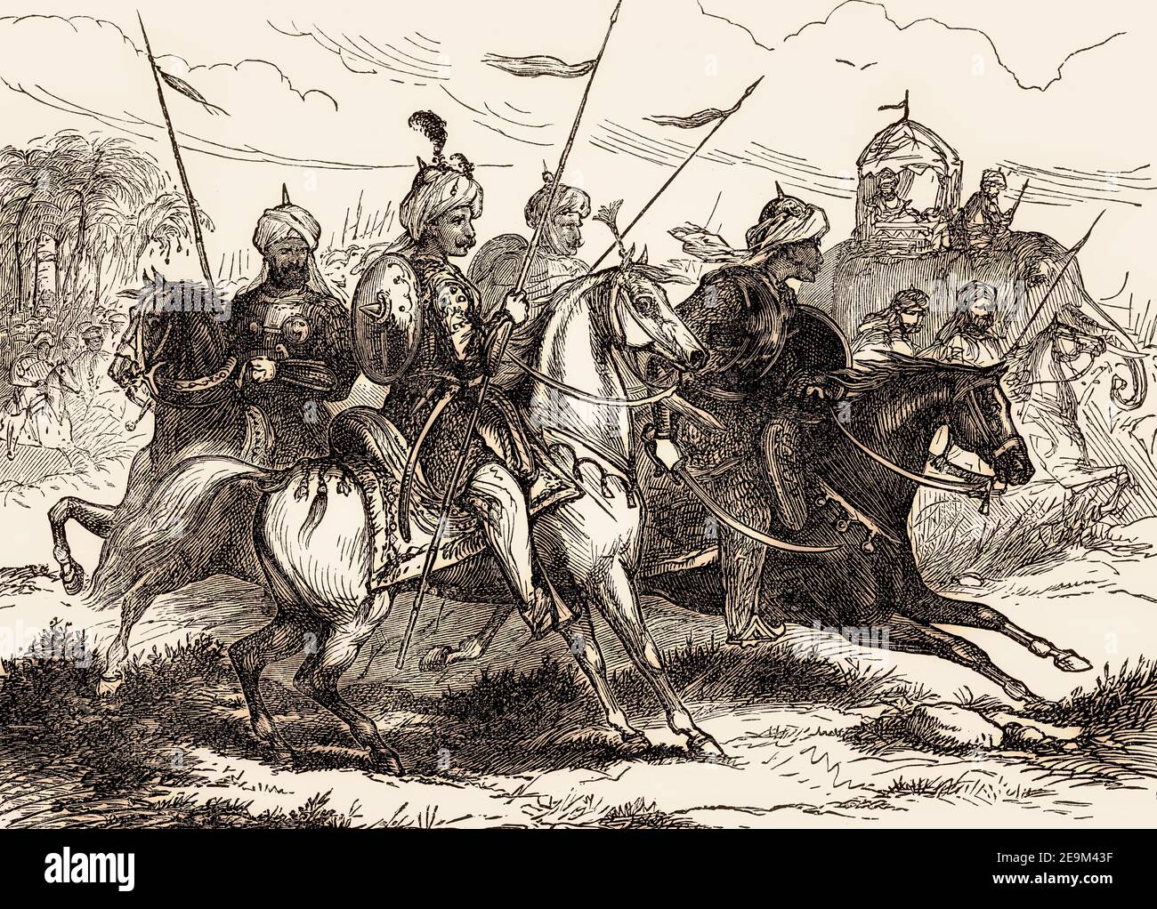 Kavallerie des Maratha-Imperiums, Dritter Anglo-Maratha-Krieg, Indien, 1818, aus britischen Schlachten auf Land und Meer, von James Grant Stockfoto
