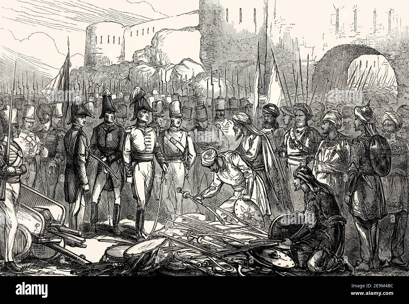 Kapitulation von Asirgarh Fort, Dritter Anglo-Maratha Krieg, Indien, 1819, von britischen Schlachten auf Land und Meer, von James Grant Stockfoto