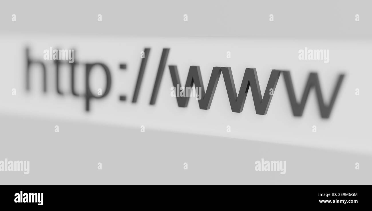 Internet Web-Adresse http www in der Suchleiste des Browsers. 3d-Rendering Stockfoto