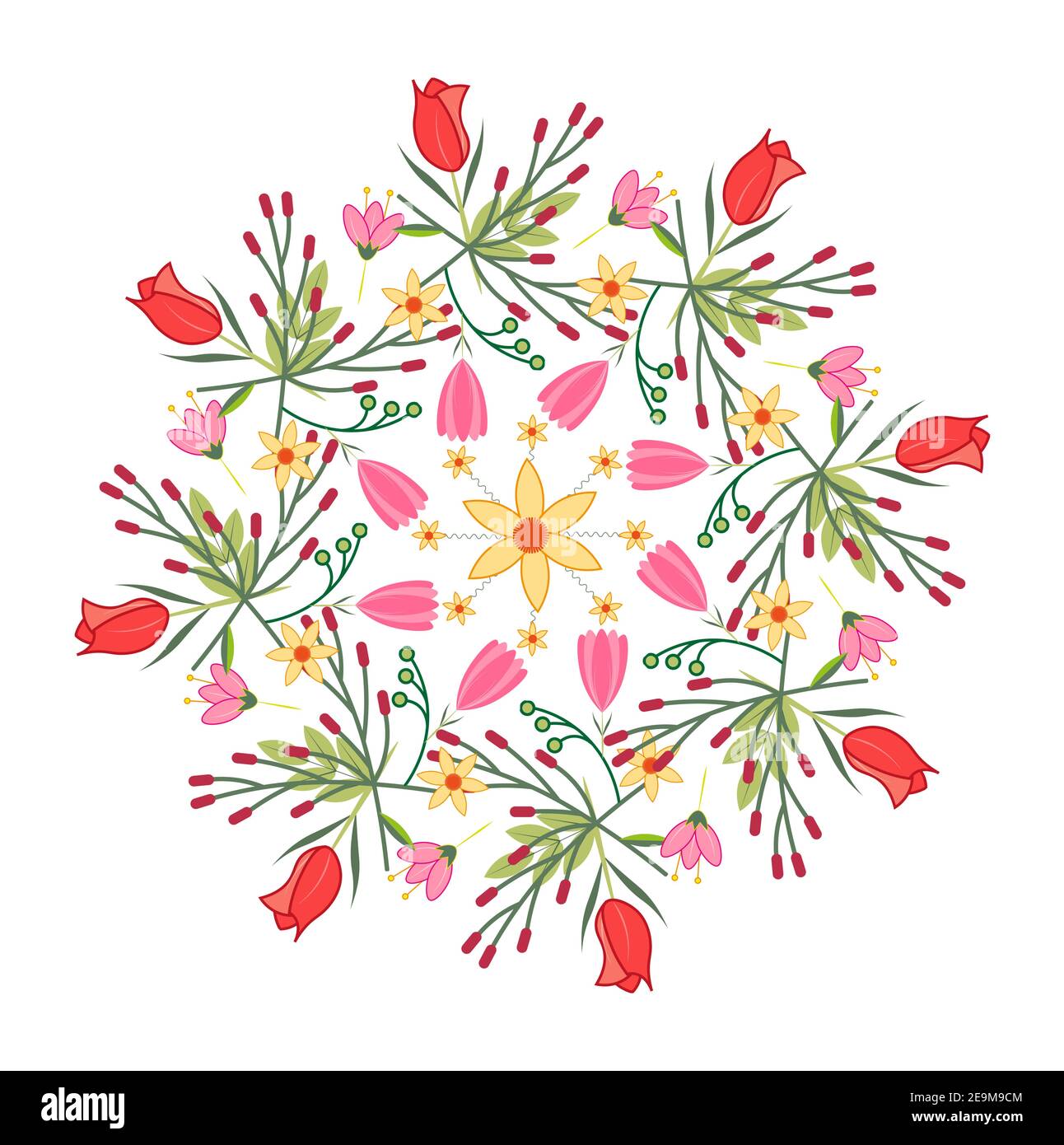 Frühling Blumen nahtlose Vektor-Muster Vektor-Illustration auf einem weißen Hintergrund Stock Vektor