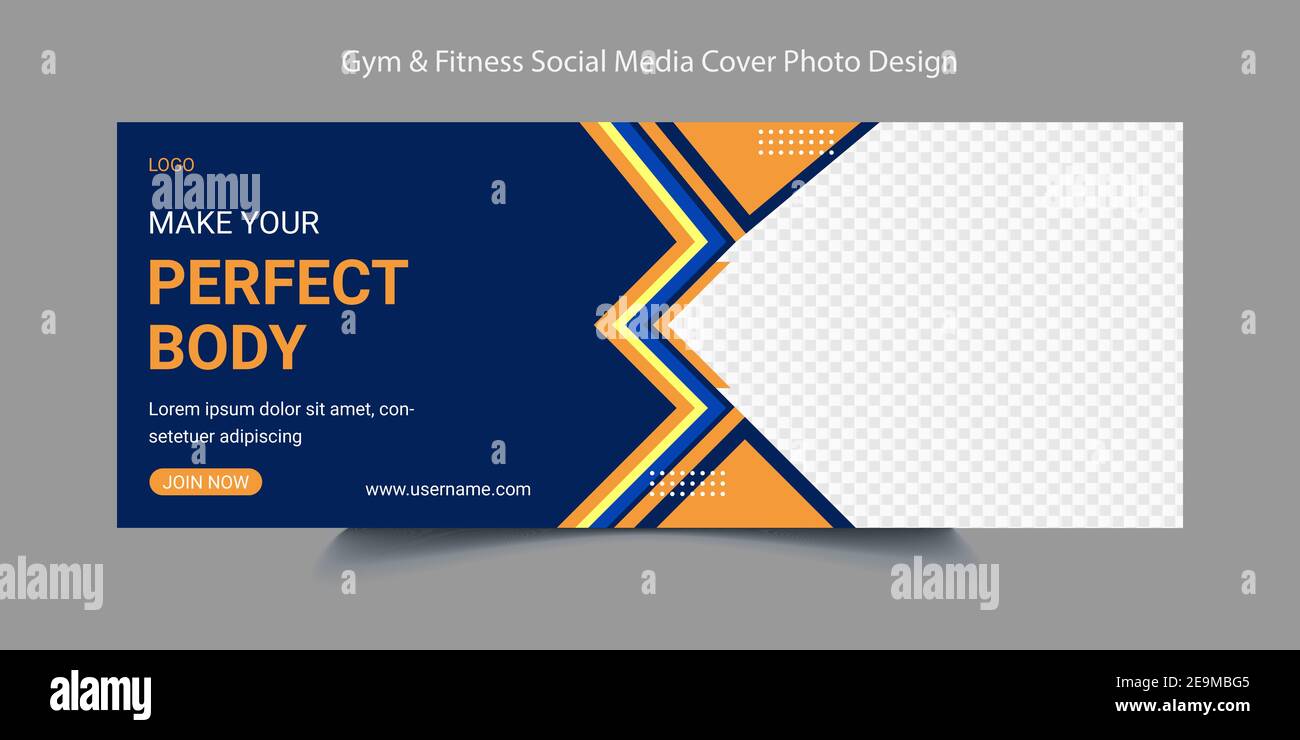 Gesundheit und Gym Fitness Social Media Cover Foto Vorlage Design. Timeline Cover für Social Media Web Banner Stock Vektor