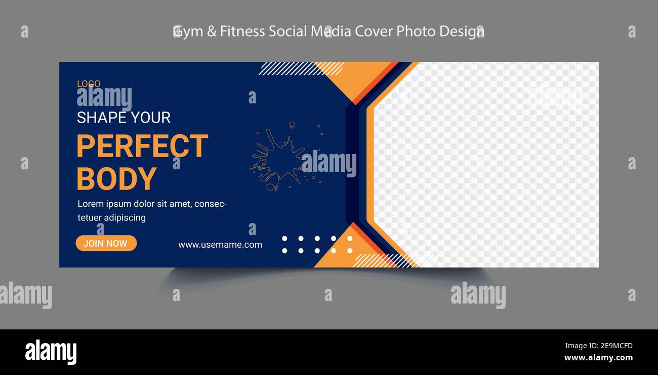 Social Media Facebook Cover Foto Design für Fitness und Gym Club. Werbe-Branding Social Media Fitness-Banner Stock Vektor