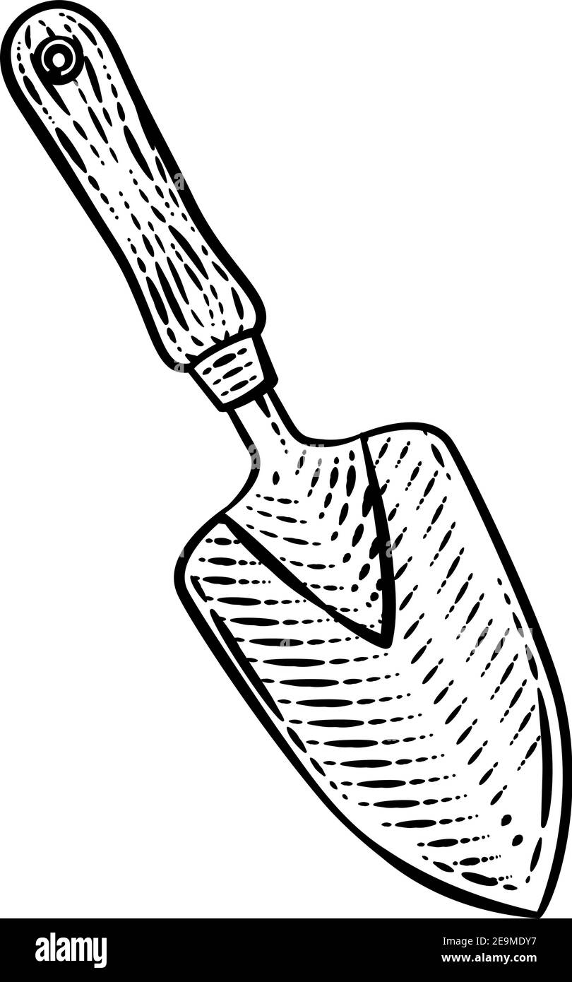 Gartenpfelle Spaten Gartenwerkzeug Vintage Holzschnitt Stock Vektor