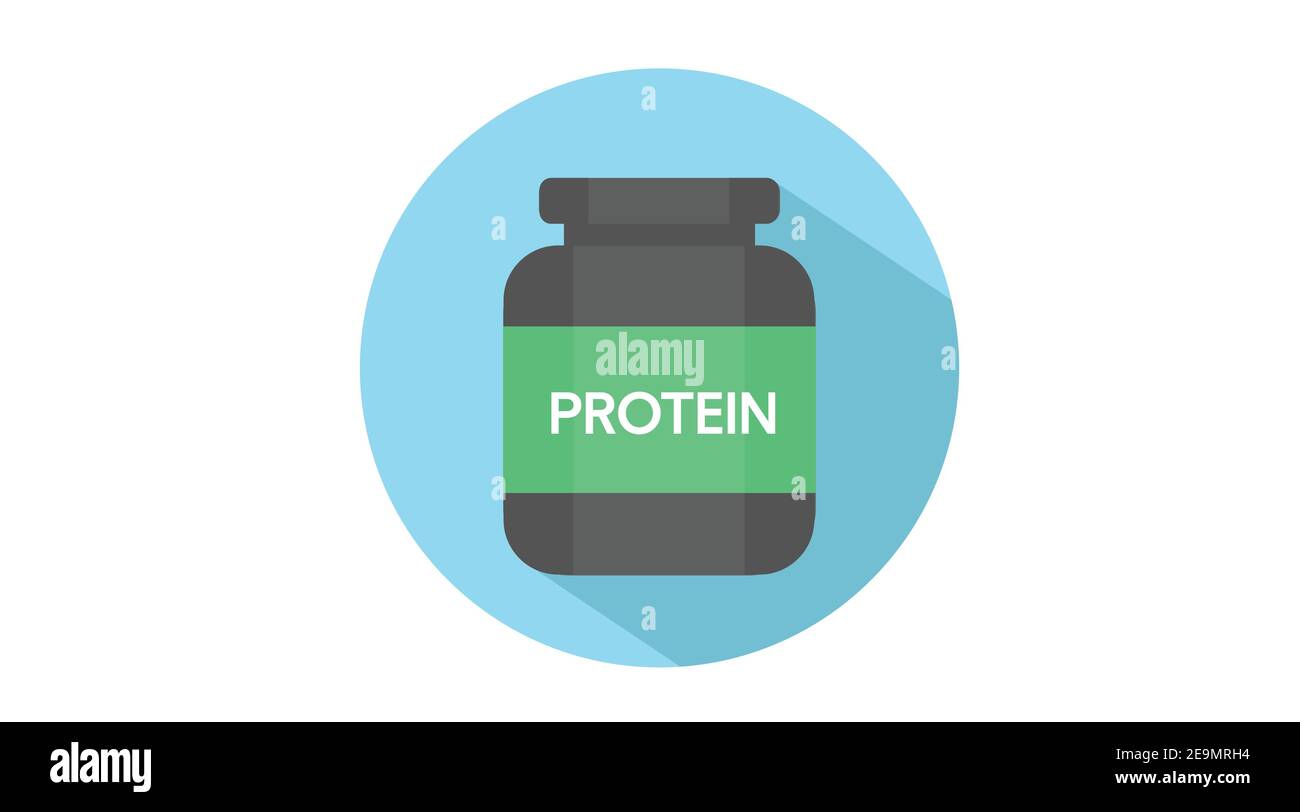 Vektor isolierte Illustration einer Protein Whey Flasche. Symbol Für Flache Proteinflasche Stock Vektor