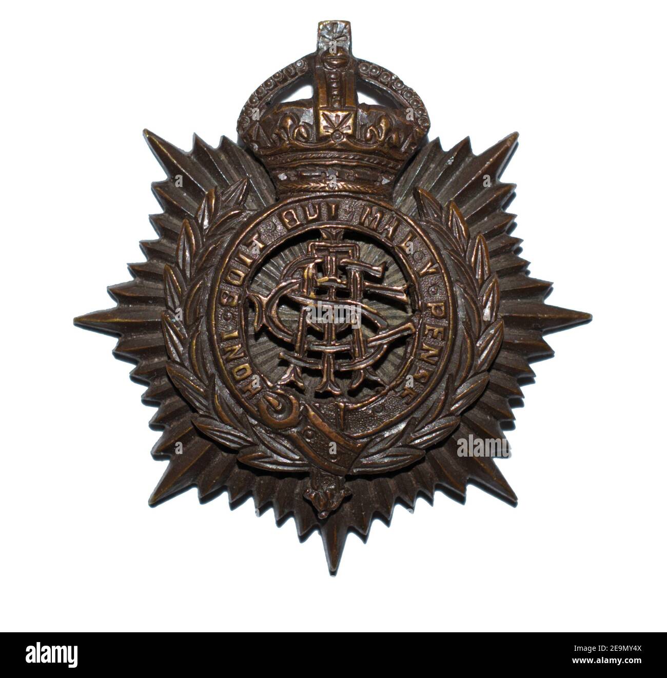 Ein Offiziersmütze Abzeichen des indischen Armee Service Corps c. 1923-1935. Stockfoto