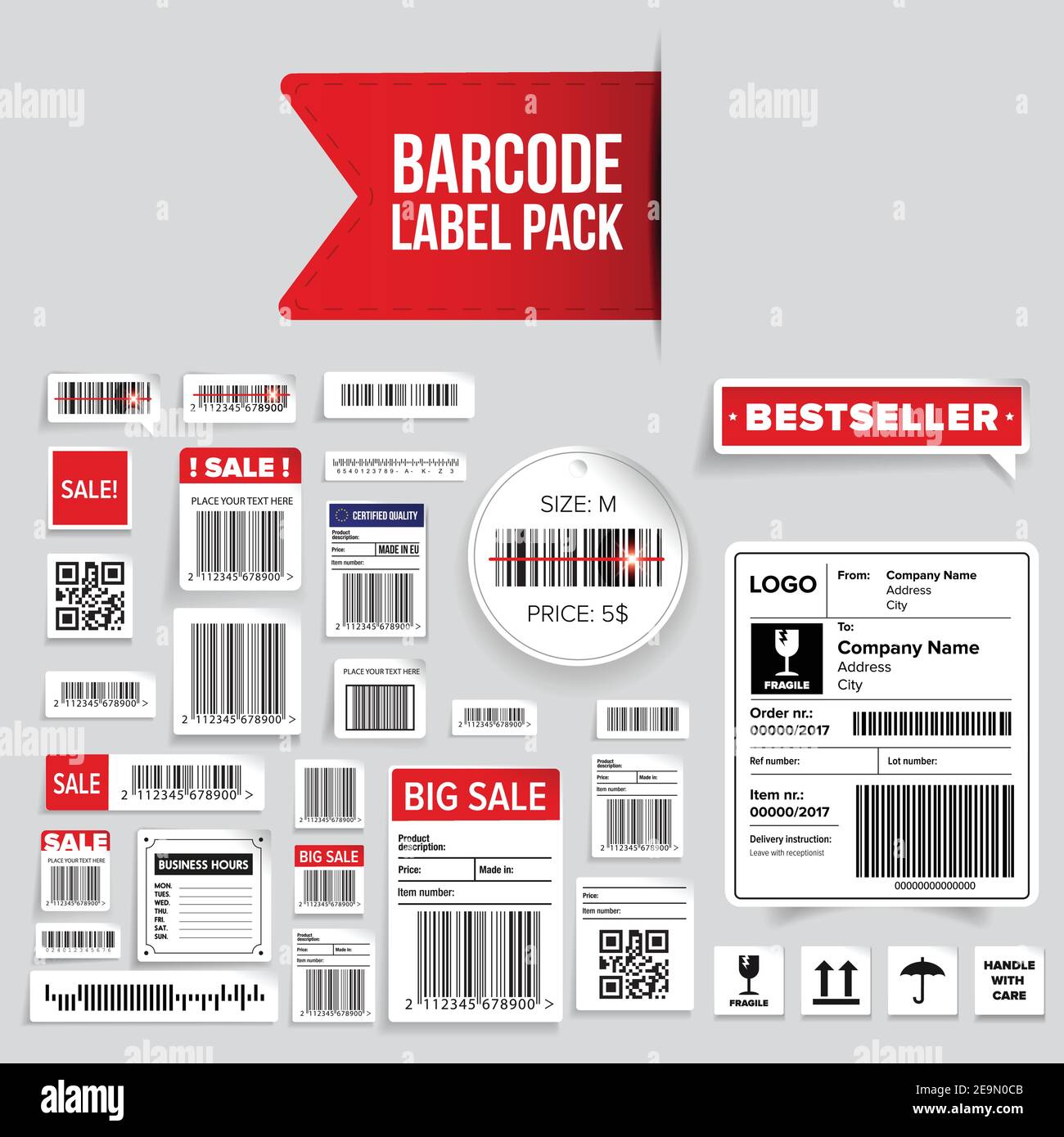 Barcode, Versand- und Verkaufsetikett Stock Vektor