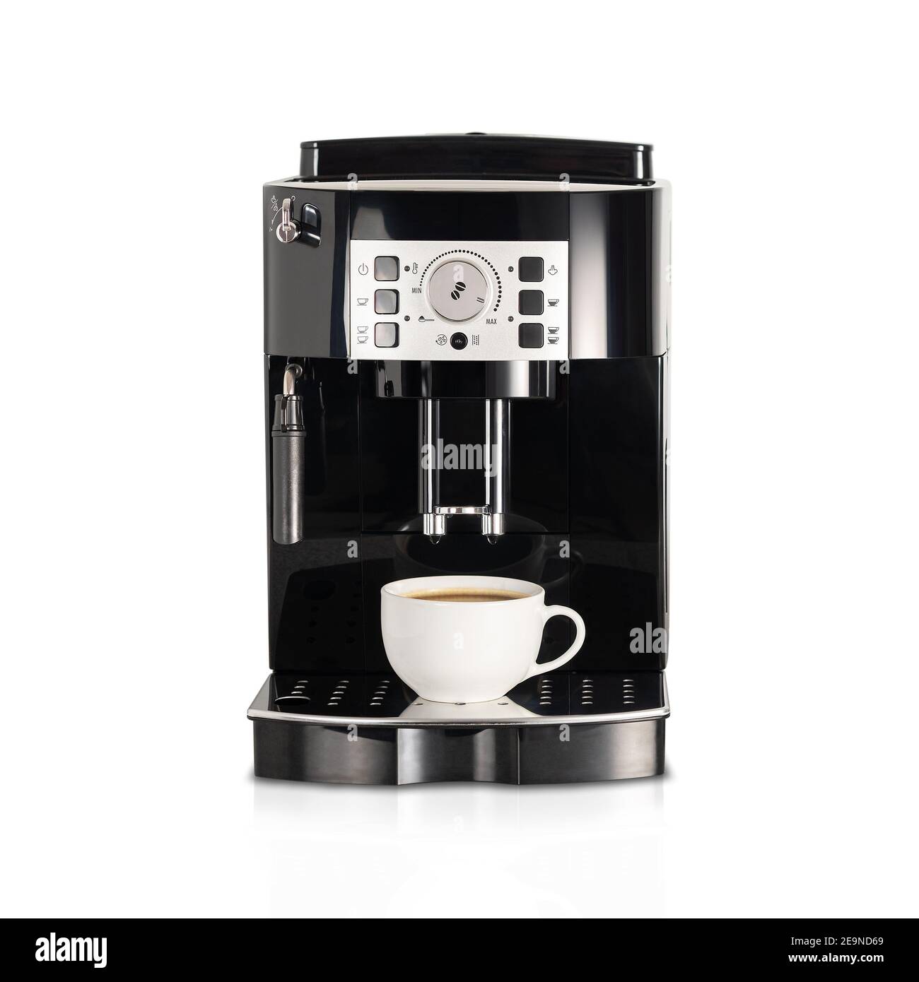 Espressomaschine isoliert auf weißem Hintergrund. Stockfoto