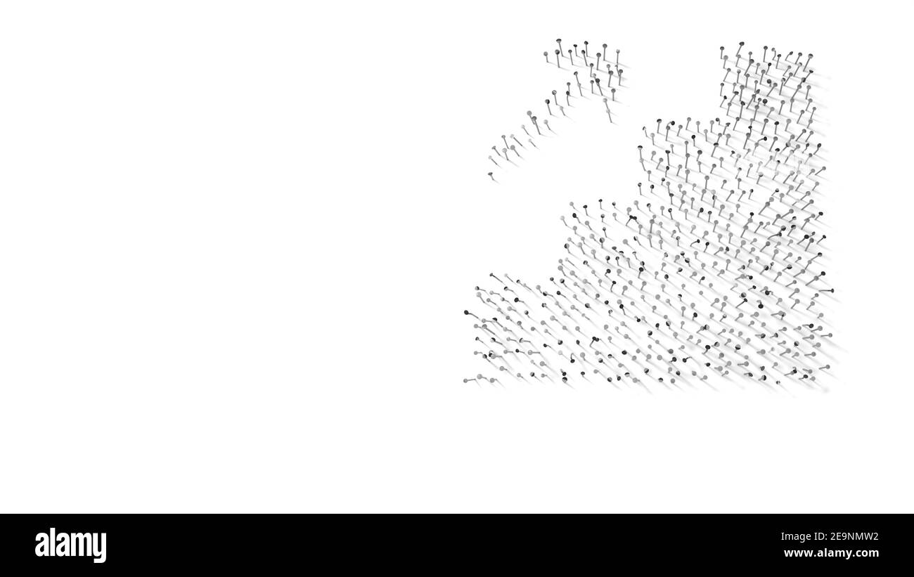 3D Rendering von Nägeln in Form von Symbol der Treppe Mit Pfeil nach oben mit Schatten auf weißem Hintergrund isoliert Stockfoto 3D Rendering von Nägeln in Form von Symbol der Treppe Mit Pfeil nach oben mit Schatten auf weißem Hintergrund isoliert Stockfoto