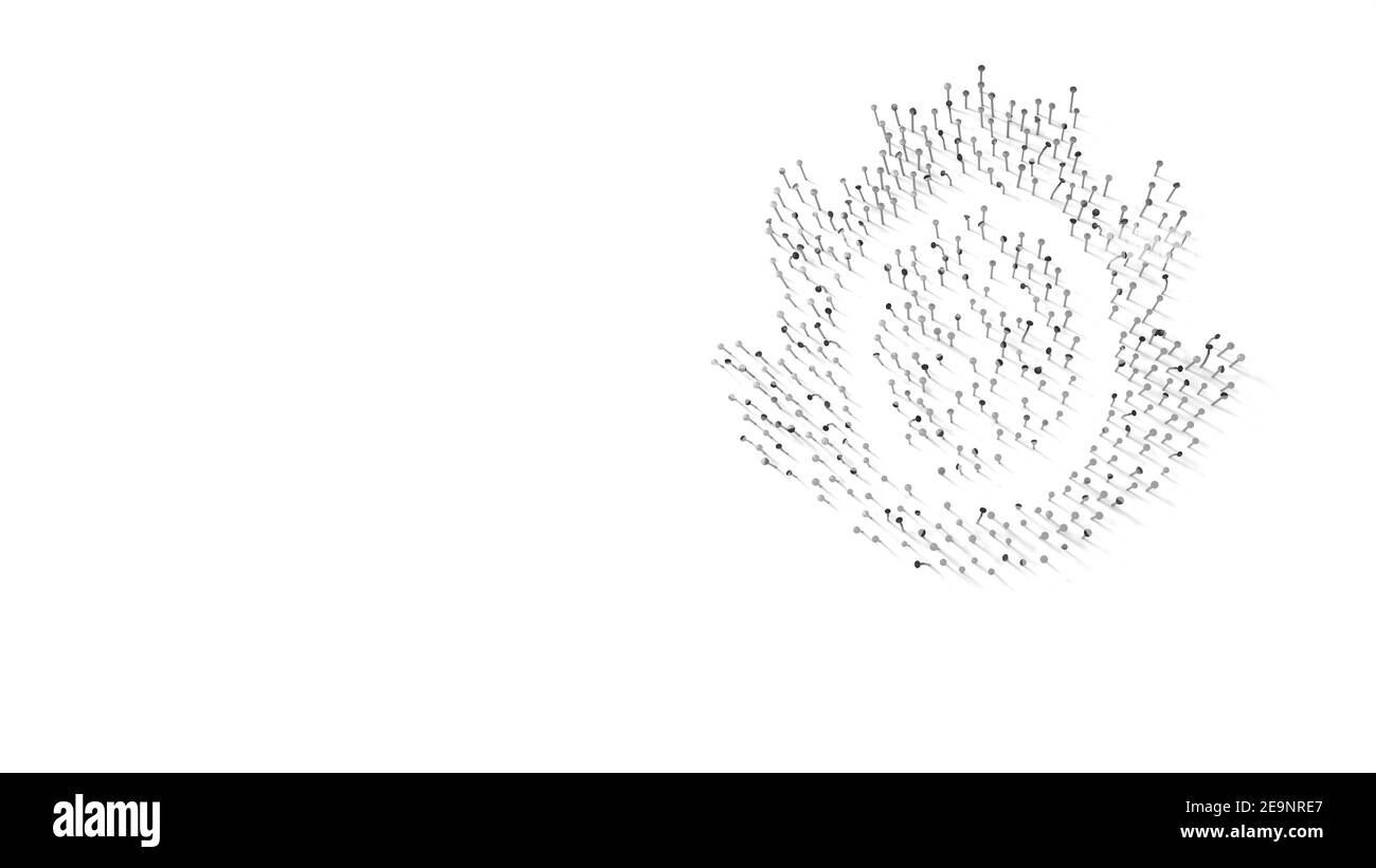 3d-Rendering von Nägeln in Form eines Drachensymbols Frucht mit Schatten isoliert auf weißem Hintergrund Stockfoto