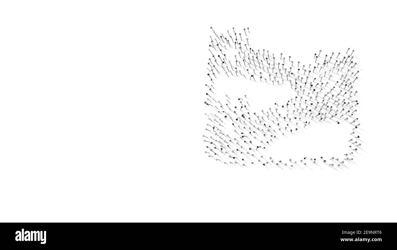 3d-Rendering von Nägeln in Form von Symbol der großen Mauer von china mit Schatten isoliert auf weißem Hintergrund Stockfoto 3d-Rendering von Nägeln in Form von Symbol der großen Mauer von china mit Schatten isoliert auf weißem Hintergrund Stockfoto
