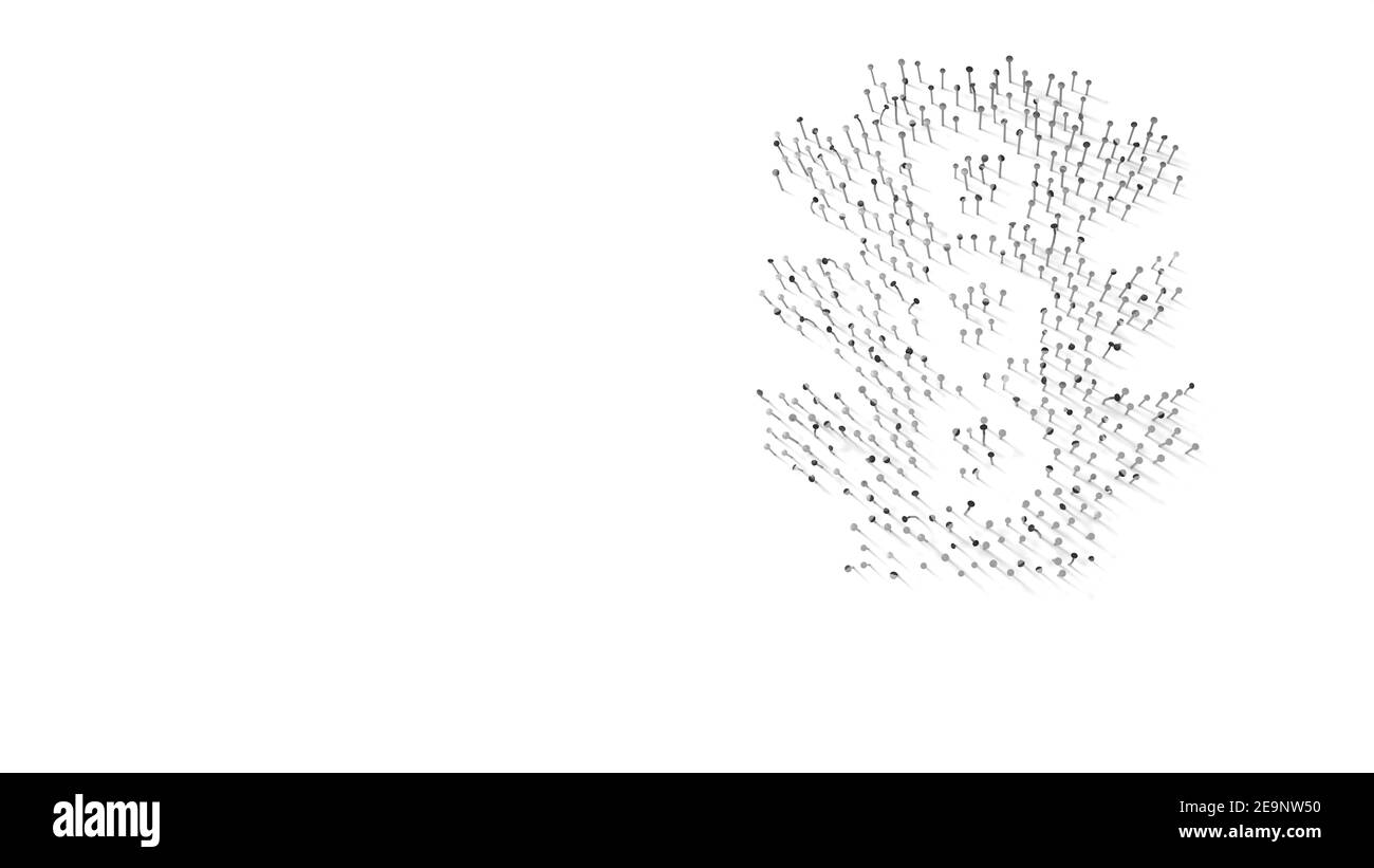 3d-Rendering von Nägeln in Form eines Verkehrssymbols Lichter mit Schatten isoliert auf weißem Hintergrund Stockfoto