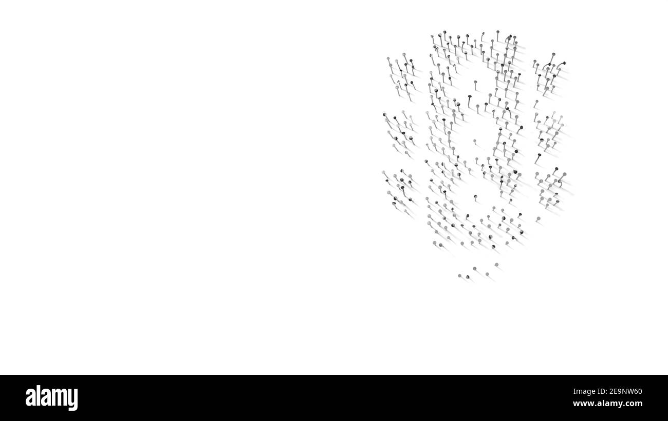 3d-Rendering von Nägeln in Form eines Verkehrssymbols Lichter mit Schatten isoliert auf weißem Hintergrund Stockfoto