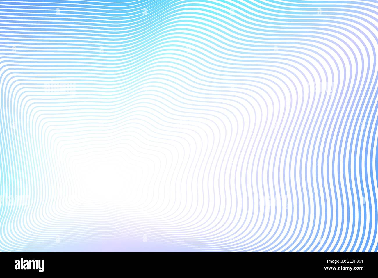 Wellige Linien von blauen Farbtönen. Vektorgrafik farbigen kreativen Rahmen. Abstrakter gestreifter Hintergrund mit Kopierbereich. Fraktales Muster. Design mit Flash-Effekt. EPS10 Stock Vektor