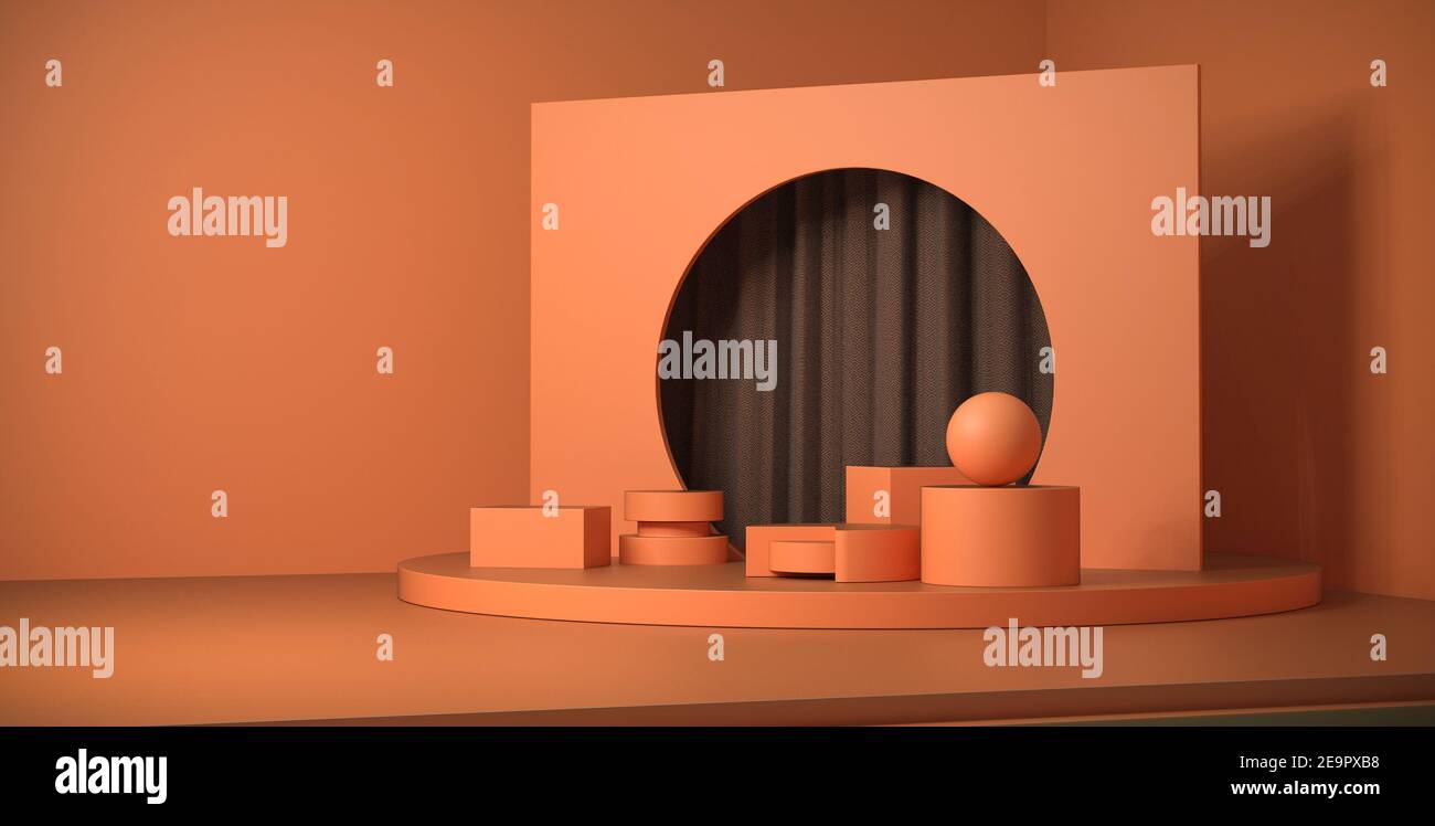 Form in minimalem 3D Szenario in modernem Look Stockfoto