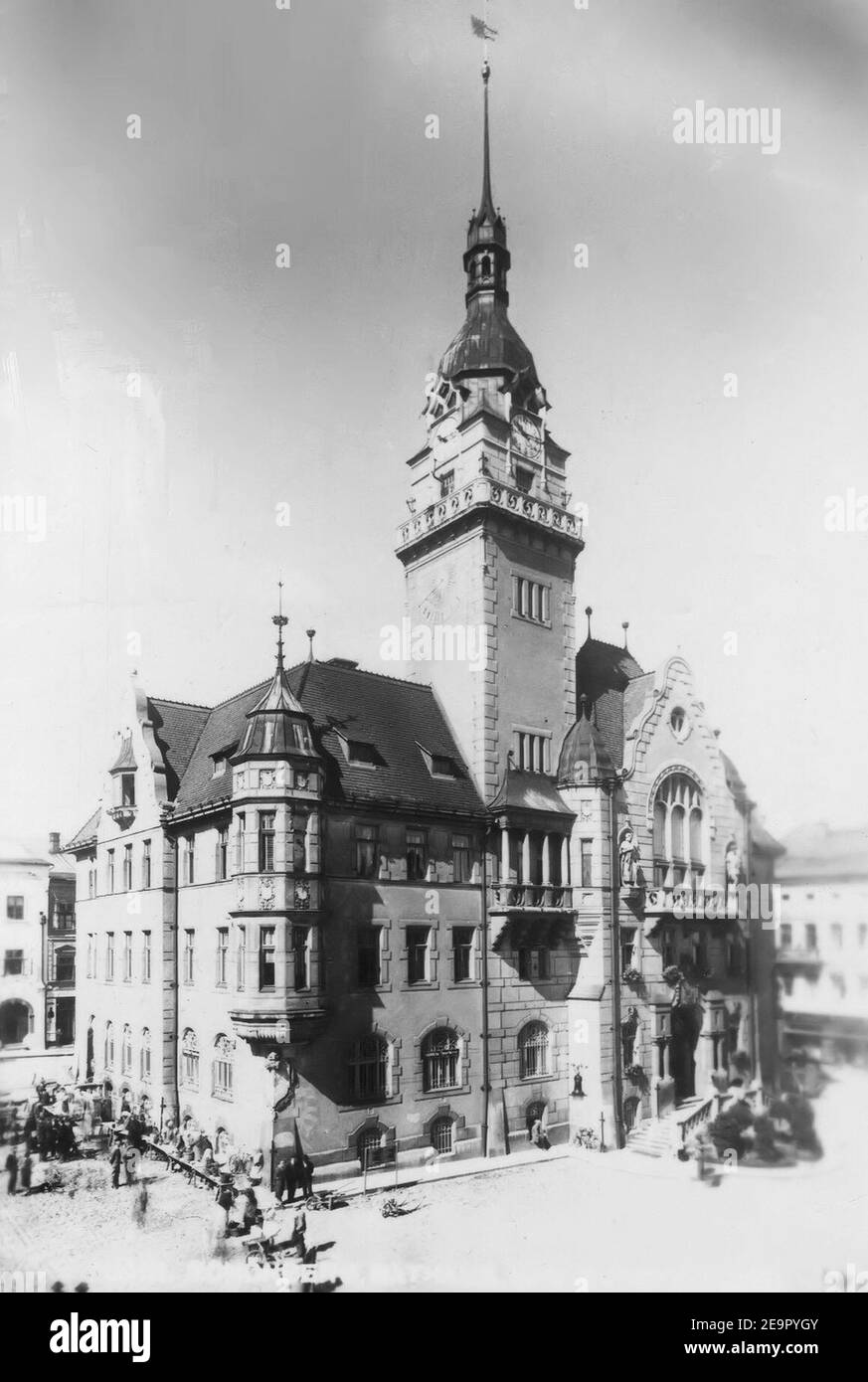 Mährisch-Schönberg Rathaus Mitte 1930er. Stockfoto