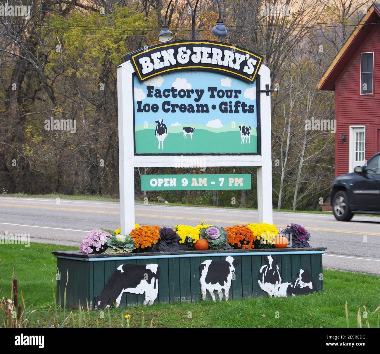 Ben und Jerry's Ice Cream Factory in der Stadt Waterbury, Vermont VT, USA. Stockfoto