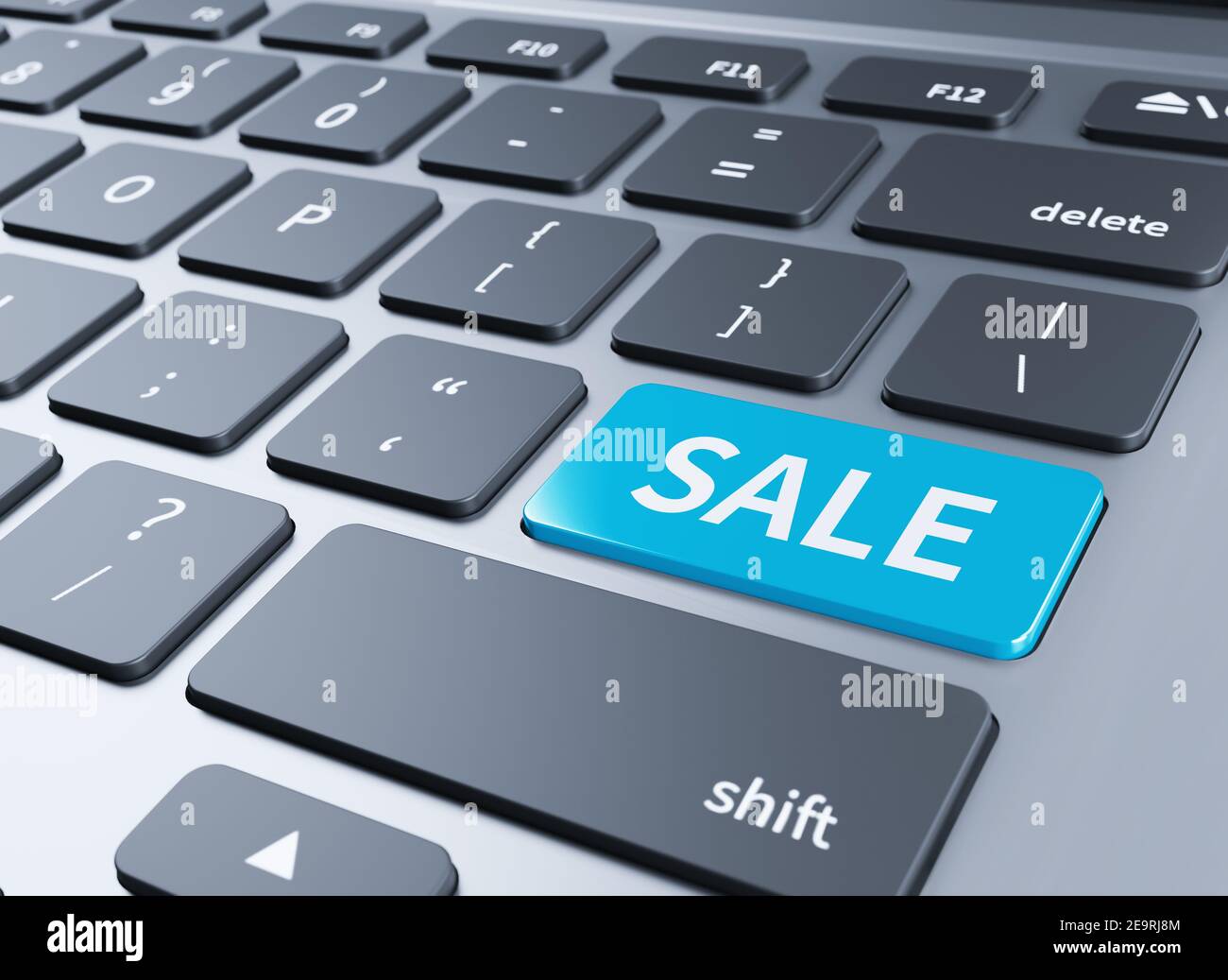 Computer Notebook-Tastatur mit Sale-Taste - Technologie background,3d Abbildung Stockfoto