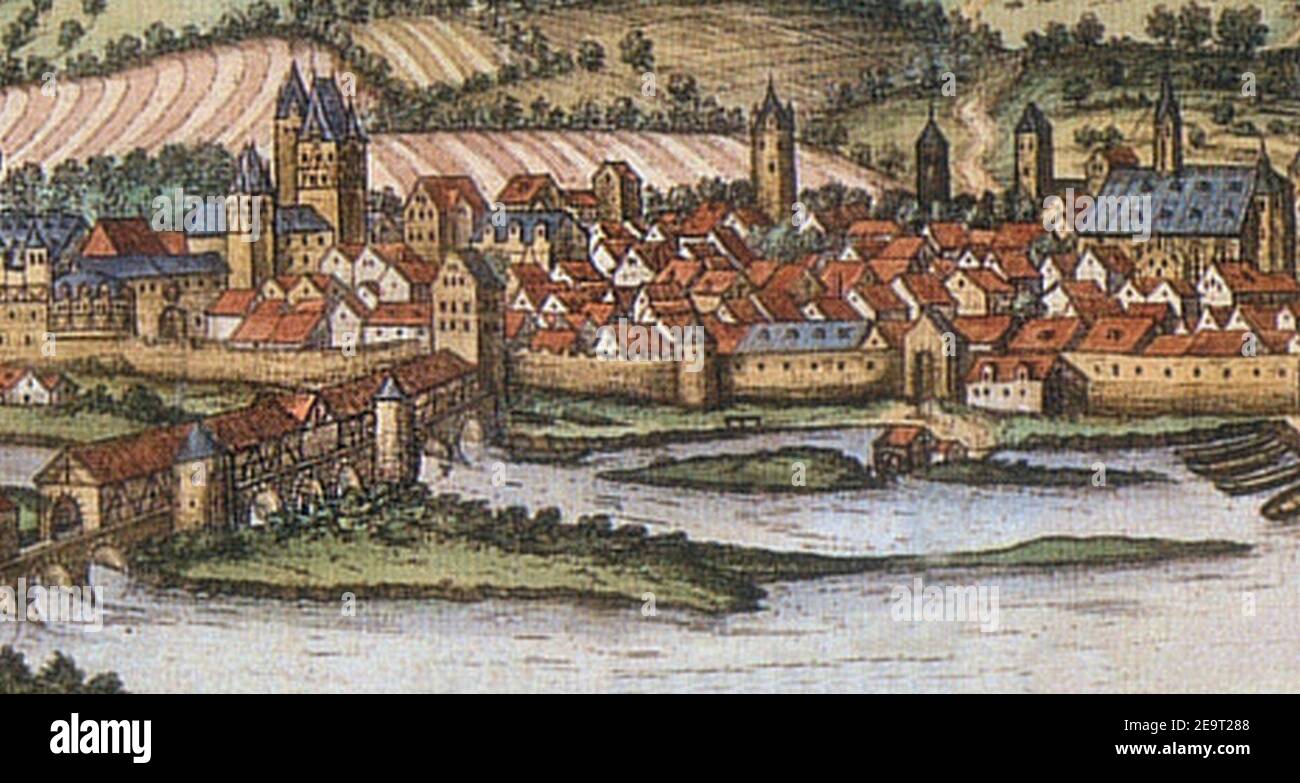 Münden 1584 Franz Hogenberg Doktorwerder beschnitten. Stockfoto
