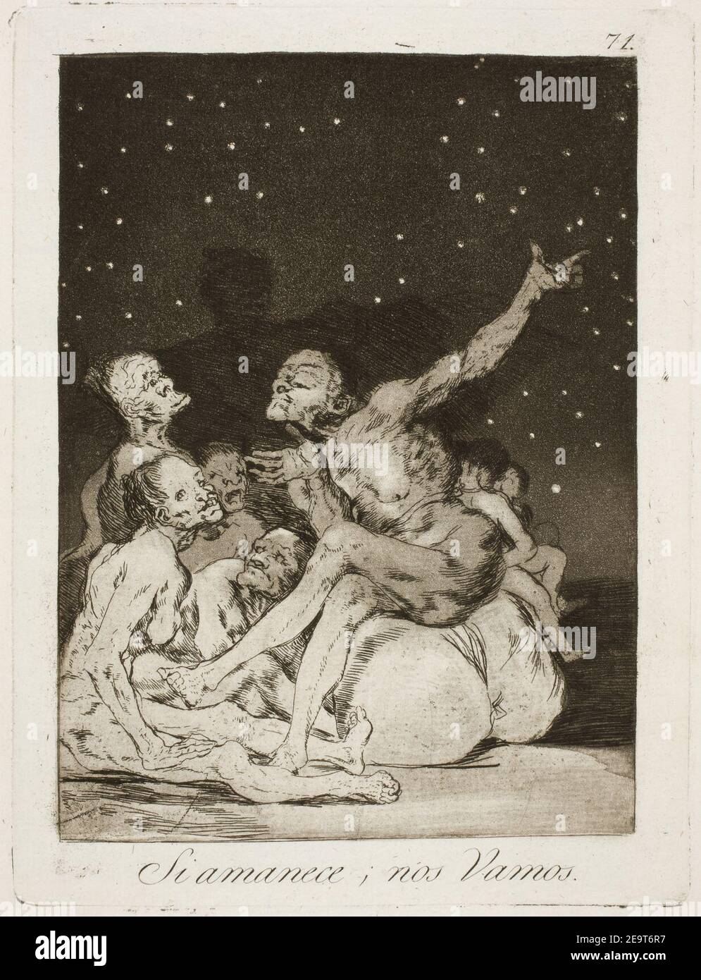 Goya - Caprichos - No. 71 - Si amanece, nos Vamos. Stockfoto