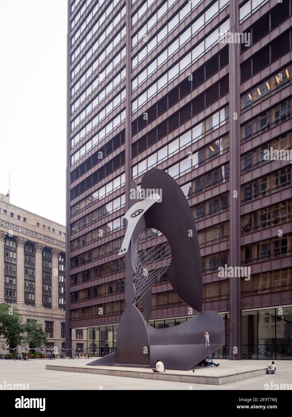 Die Chicago Picasso, eine unbenannte Monumentalskulptur von Pablo Picasso in der Innenstadt von Chicago, Illinois. Stockfoto