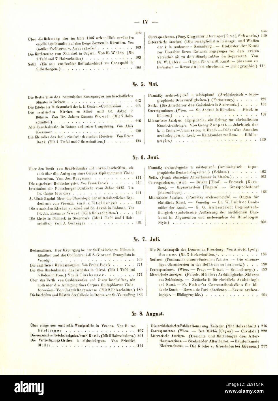 MZK 002 1857 - Inhaltsverzeichnis 2 von 3. Stockfoto