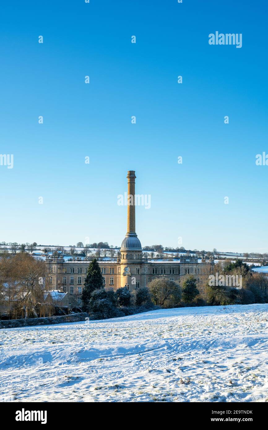 Bliss Tweed Mill im Januar Schnee. Chipping Norton, Oxfordshire, England Stockfoto
