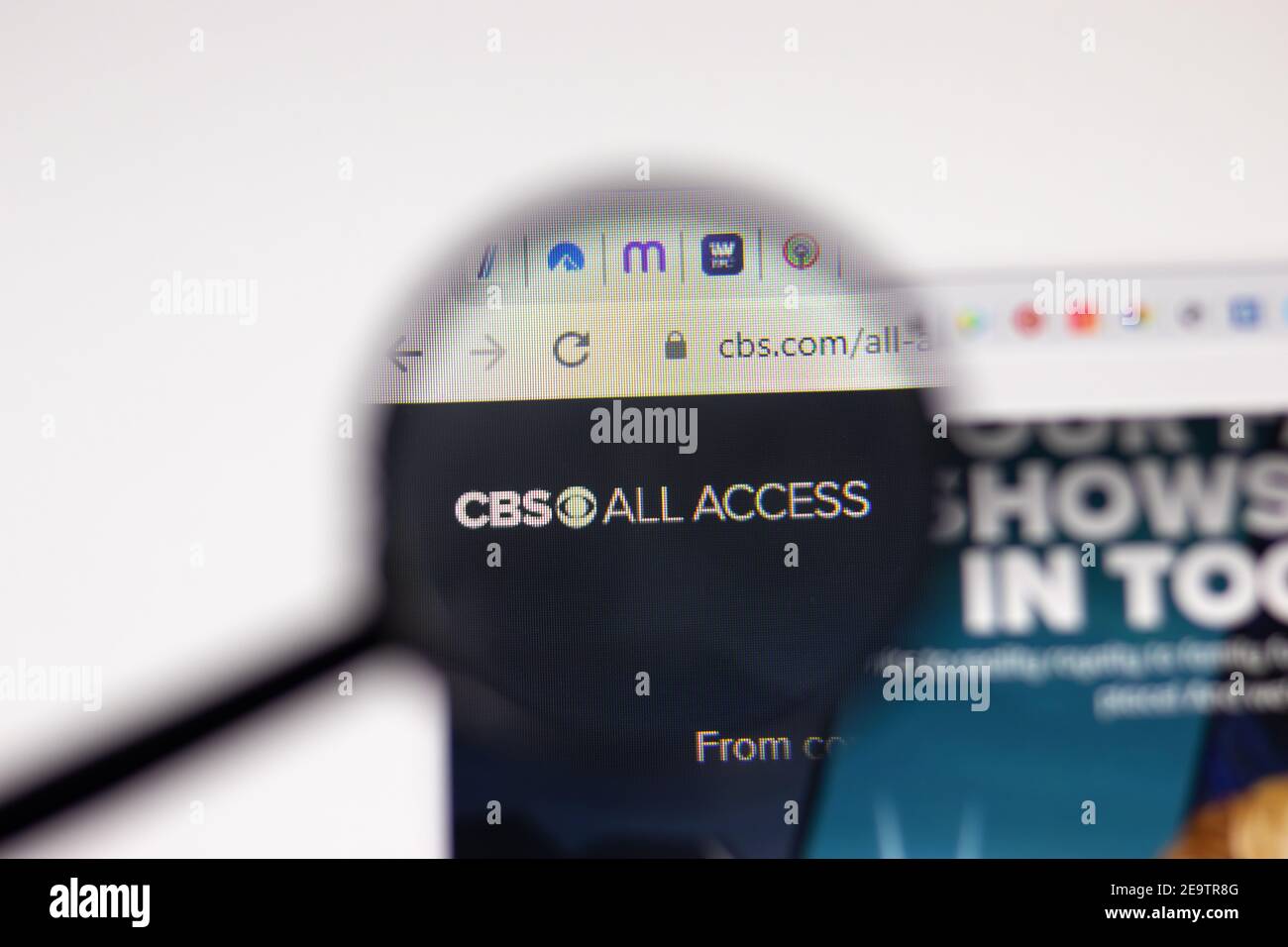 Los Angeles, USA - 1. Februar 2021: CBS All Access Webseite. Cbs.com Logo auf dem Display, illustrative Editorial Stockfoto