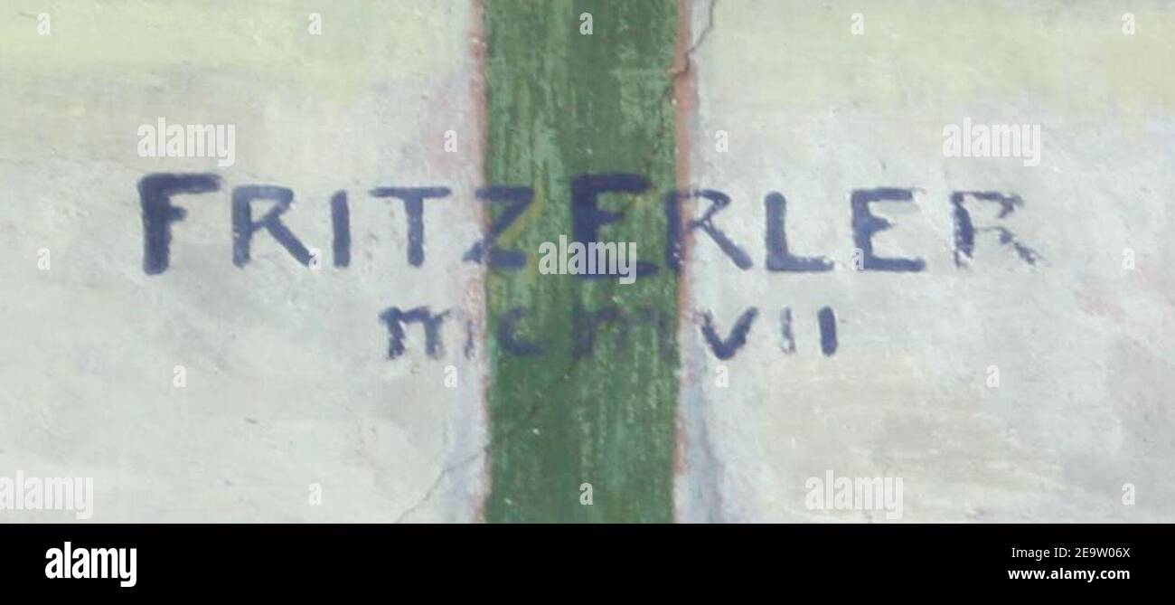 Namenszug Fritz Erler 1907. Stockfoto