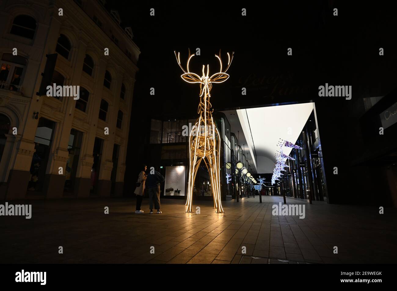 Rentier Christmas Light, Liverpool 2020 Stockfoto