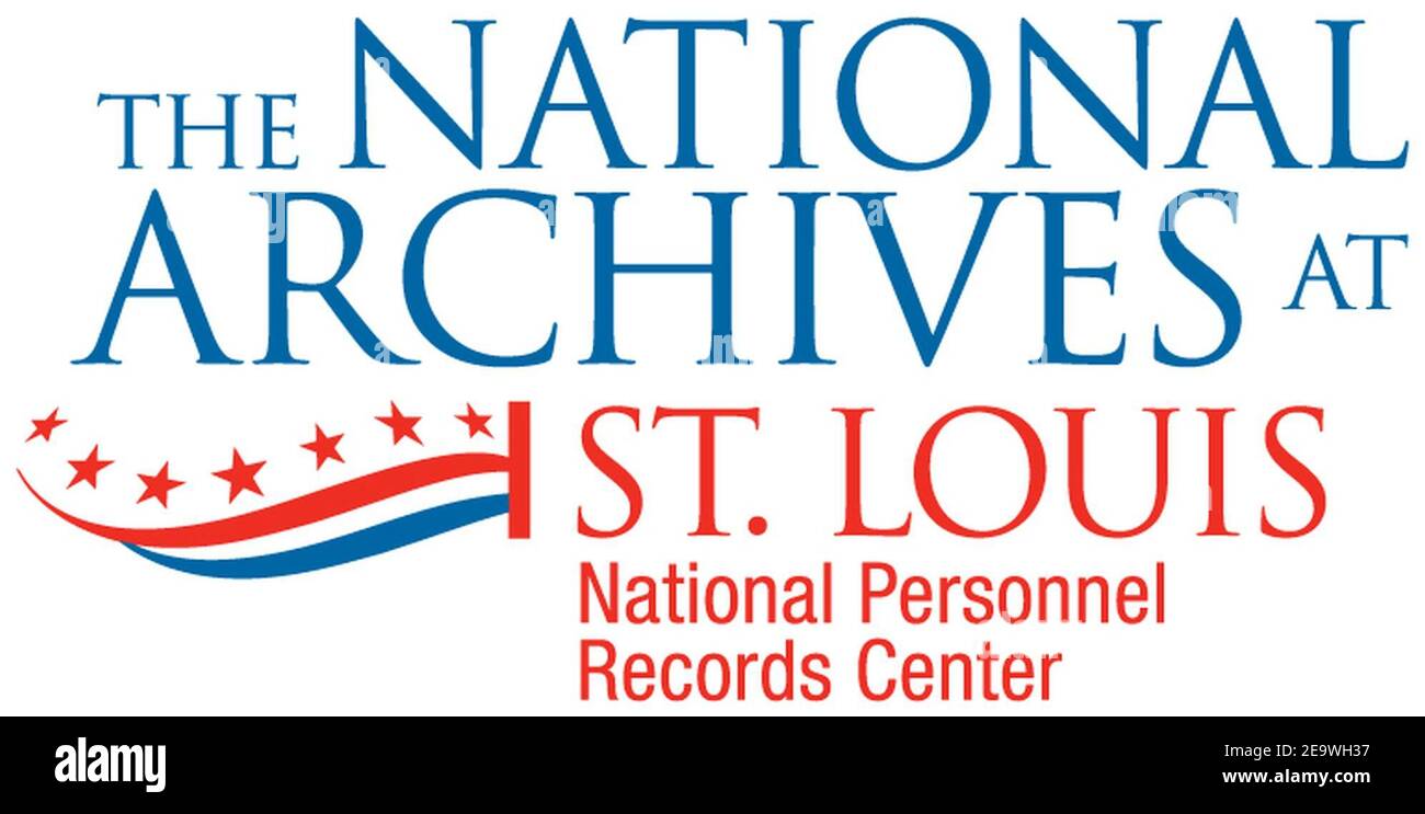 Logo des National Archives at St. Louis National Personnel Records Center. Stockfoto