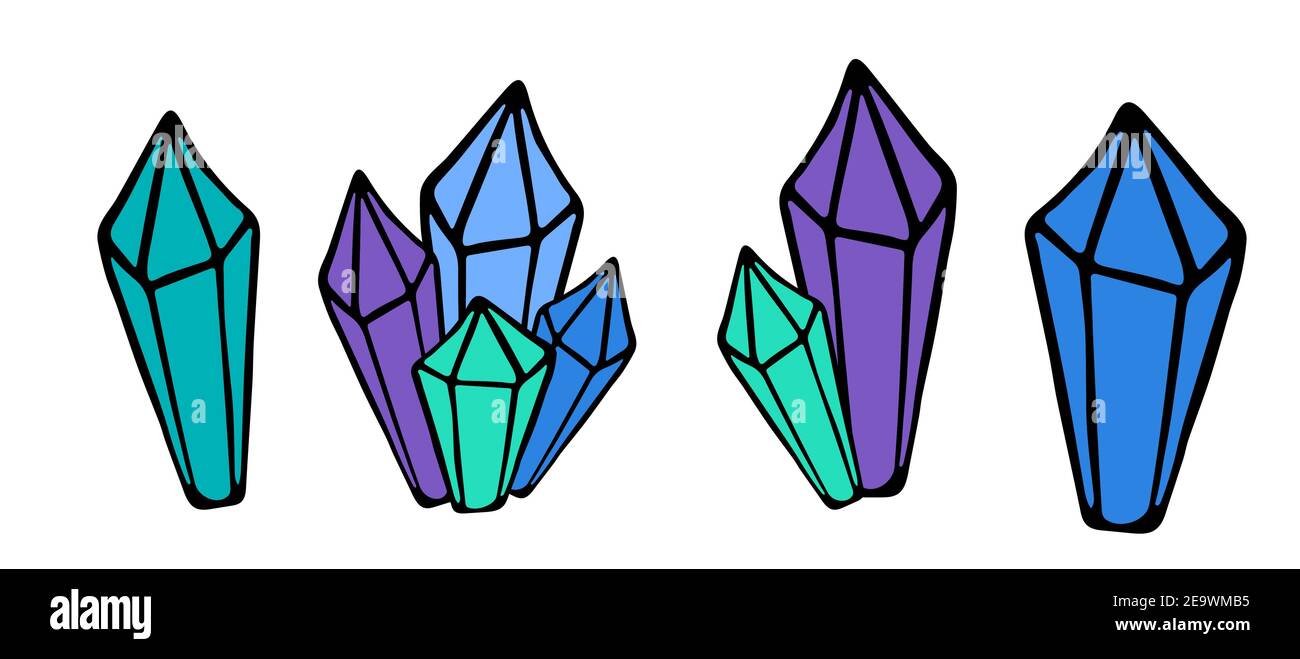 Quarz Druse isolierter Vektorsatz Stock Vektor