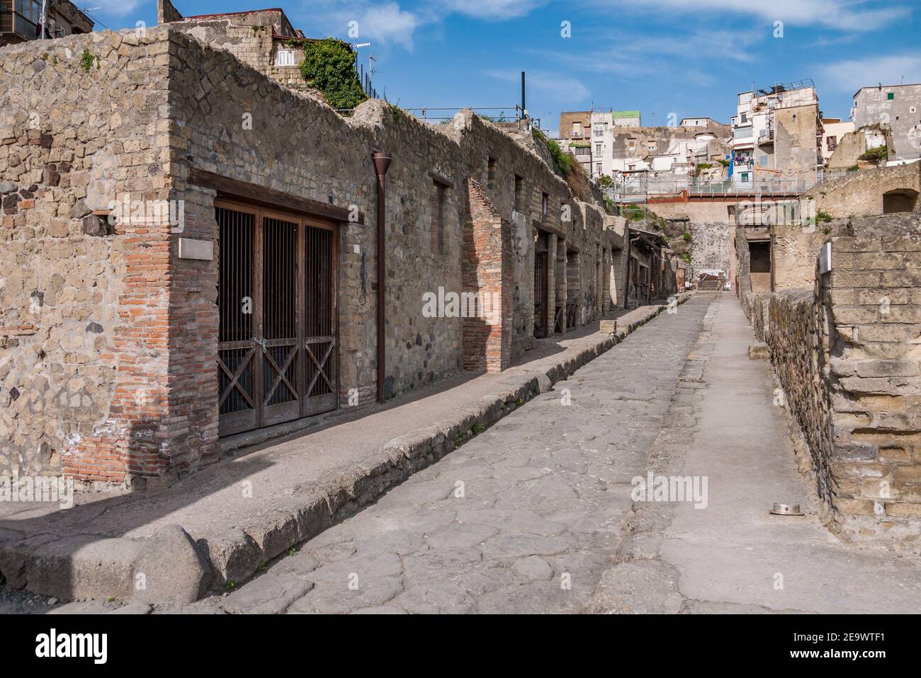 Herculaneum Ruinen, alte römische Fischerstadt begraben durch den Ausbruch des Vesuv in AD 79, begraben unter vulkanischer Asche & erhalten fast intakt. Stockfoto