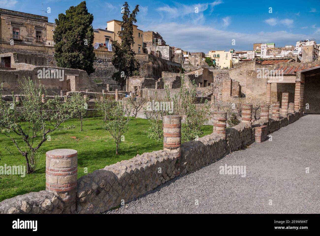 Herculaneum Ruinen, alte römische Fischerstadt begraben durch den Ausbruch des Vesuv in AD 79, begraben unter vulkanischer Asche & erhalten fast intakt. Stockfoto