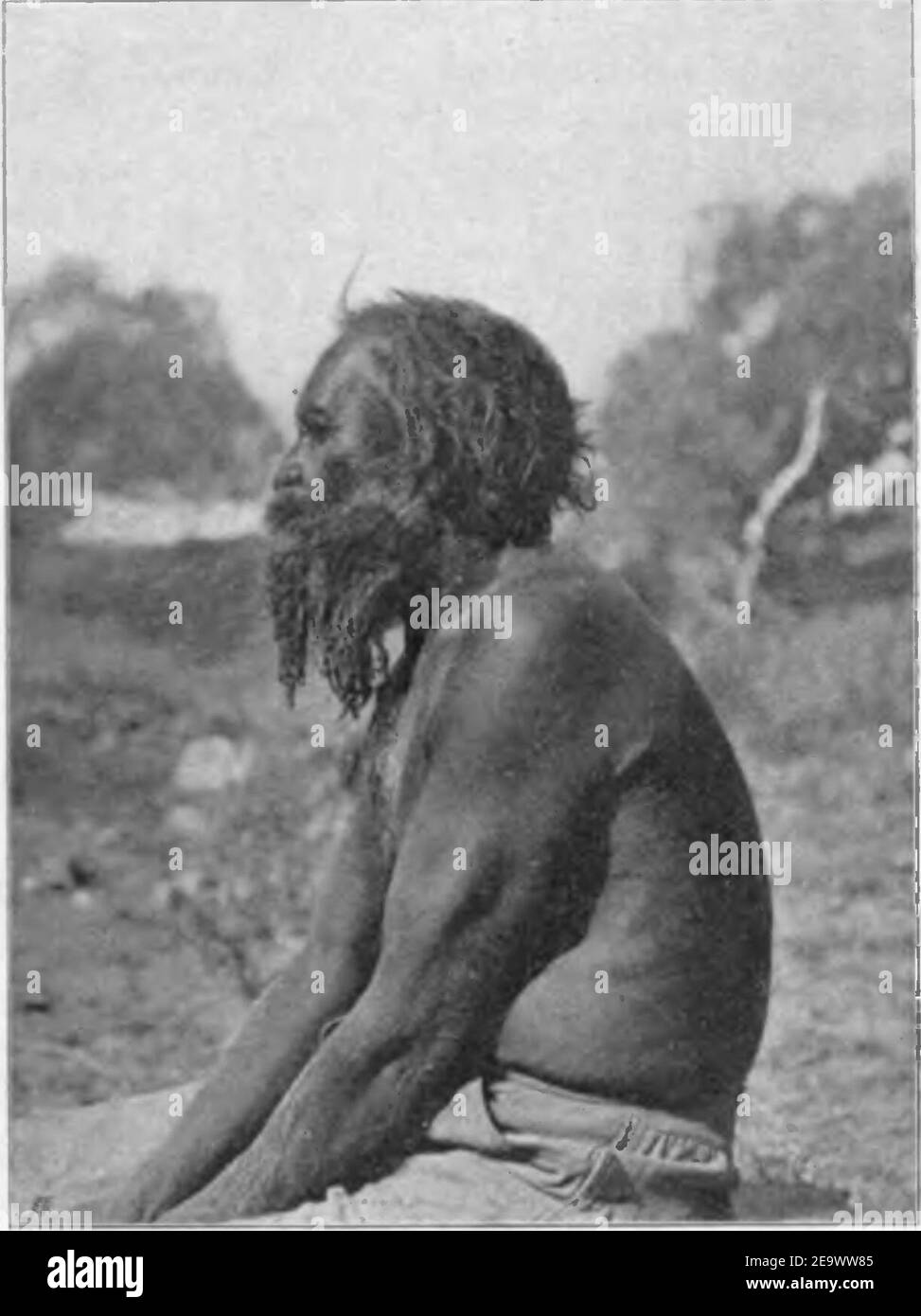 Einheimische Stämme Südost-Australiens Feige 3 - Mann des Wonkanguru Stammes. Stockfoto