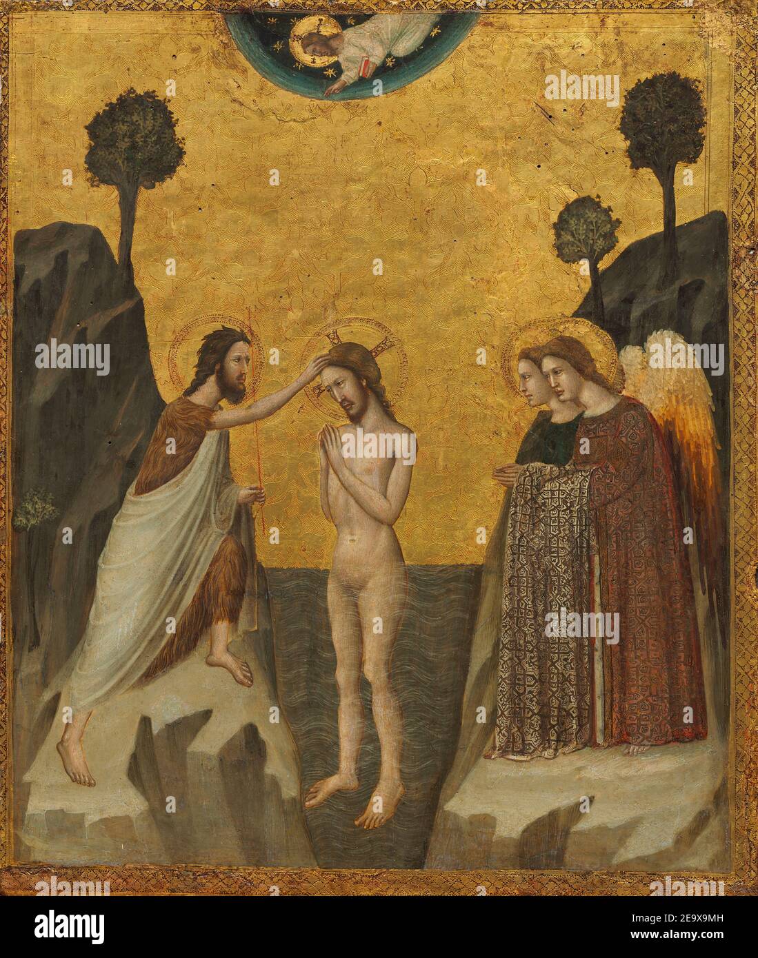 Die Taufe Christi ( c. 1335 ) - von Giovanni Baronzio ( aktive c. 1320 - 1350 ) Stockfoto