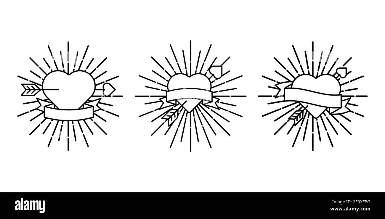 Satz von Herz Symbol Vektor Illustration Vorlage. Kollektion mit Herz-Symbol-Design. Liebe Vektor-Design auf weißem Hintergrund isoliert. Liebe Vektor Symbol flach d Stock Vektor