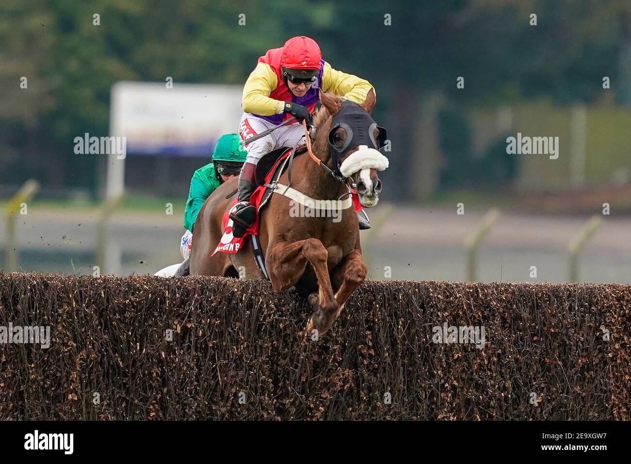 Native River geritten von Richard Johnson klar die letzte zu gewinnen Virgin Bet Cotswold Chase auf Sandown Park Racecourse, Esher. Bilddatum: Samstag, 6. Februar 2021. Stockfoto