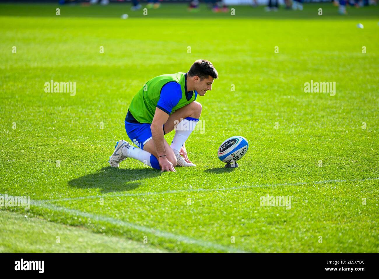 Rom, Italien. Februar 2021, 6th. Rom, Italien, Stadio Olimpico, 06. Februar 2021, Tommaso Allan (Italien) während Italien gegen Frankreich - Rugby Six Nations Spiel Credit: Carlo Cappuccitti/LPS/ZUMA Wire/Alamy Live News Stockfoto