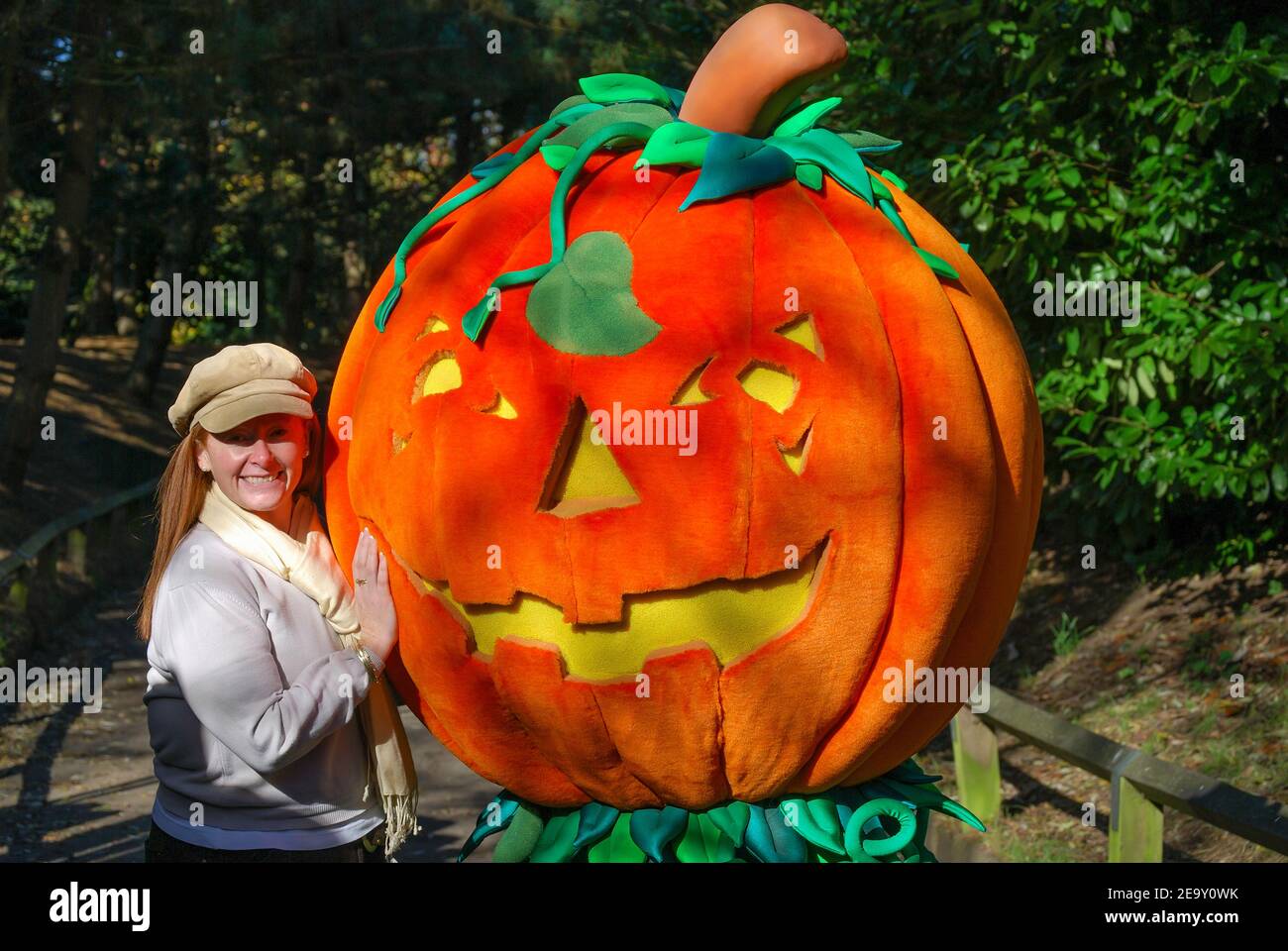 Halloween Kürbis Charakter, Chessington World of Adventures Theme Park, Chessington, Surrey, England Stockfoto