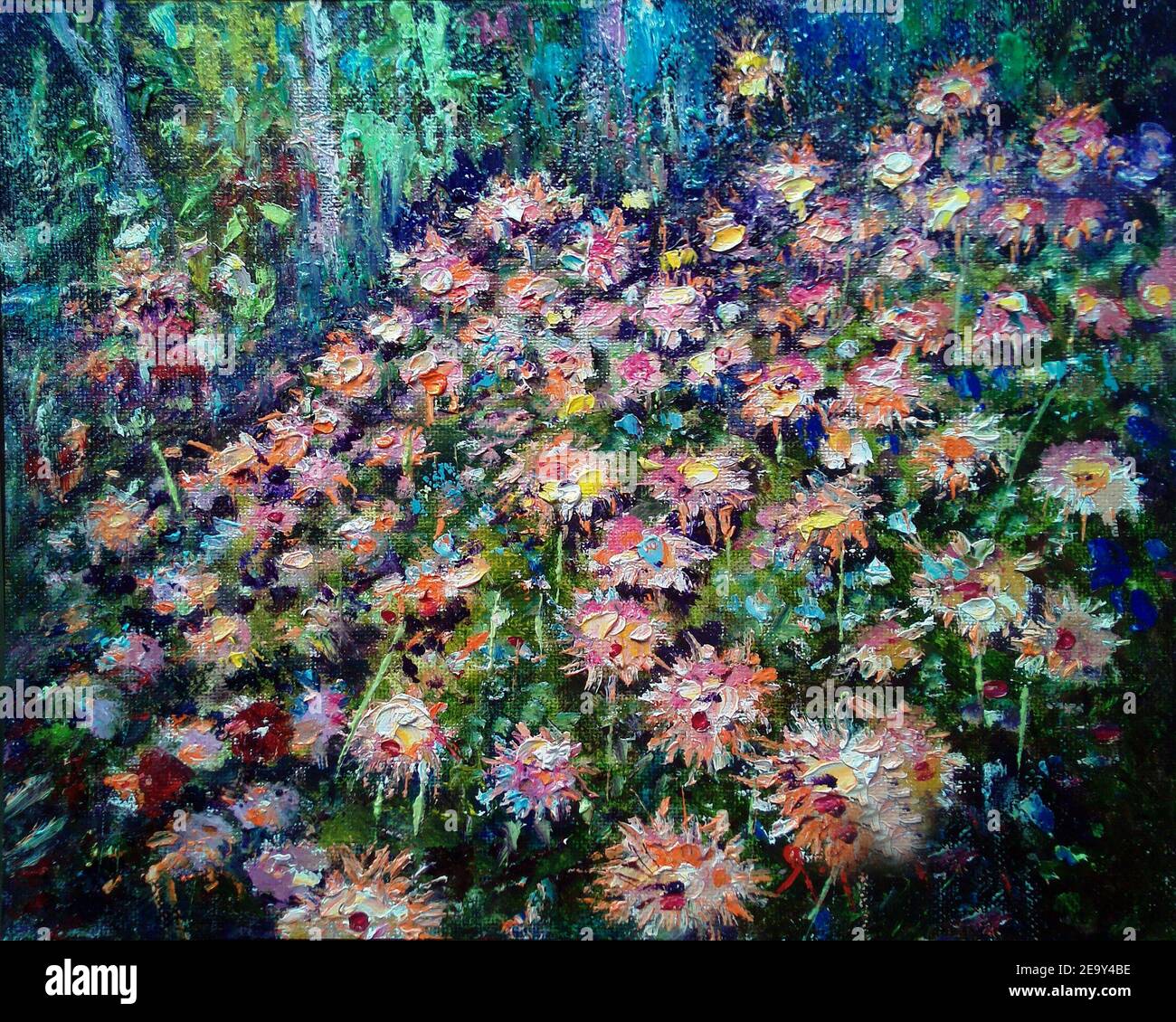 Kunst, Öl, Malerei,, Blume, abstrakt, Design, Hintergrund, Lavendelfeld aus thailand Stockfoto