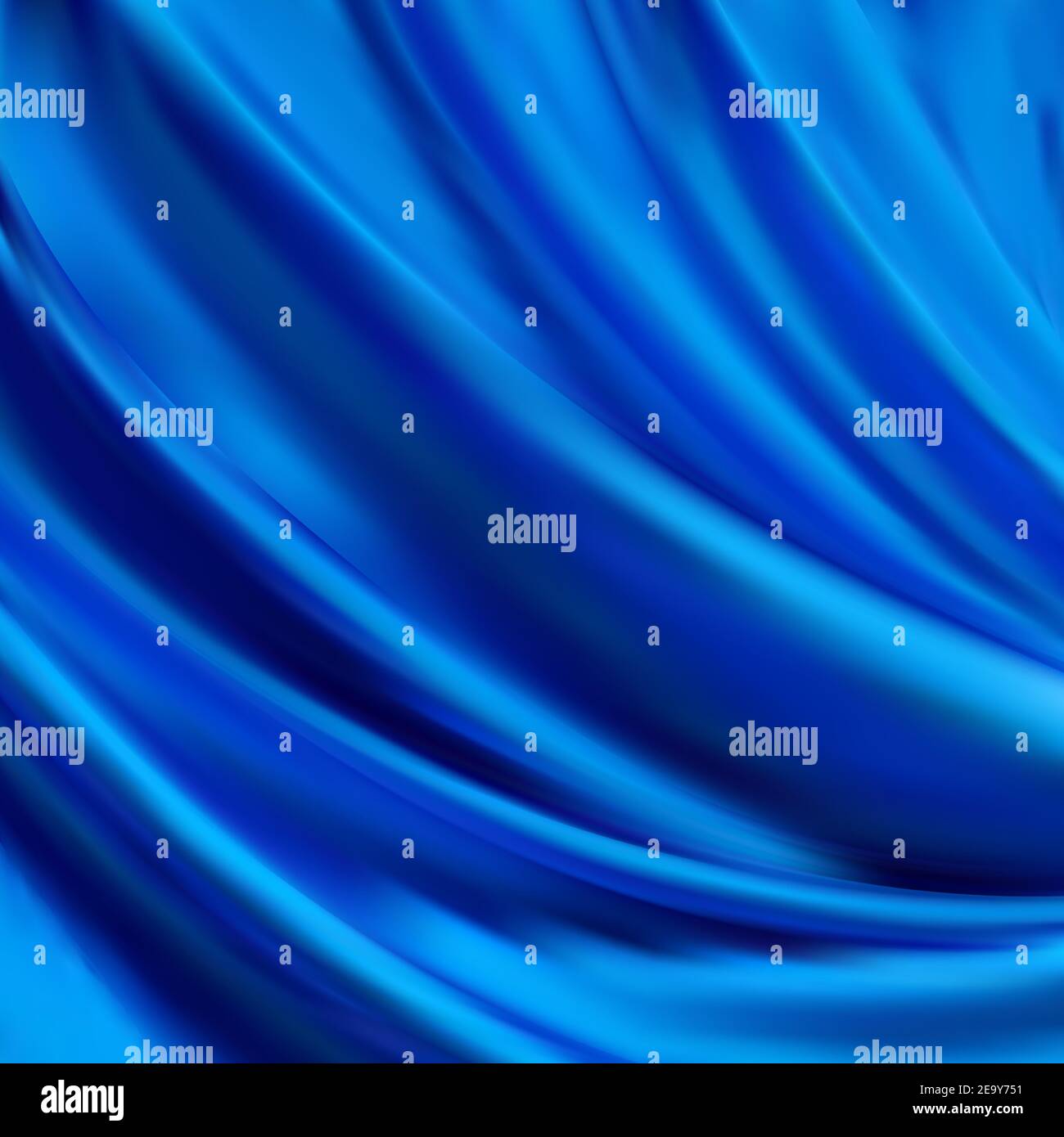 Blau Satin Silky Tuch Stoff Textil Drape mit Crease Wavy Falten Hintergrund.mit sanften Wellen und, winken in den Wind Textur von zerknittertem Papier. Objekt Stockfoto