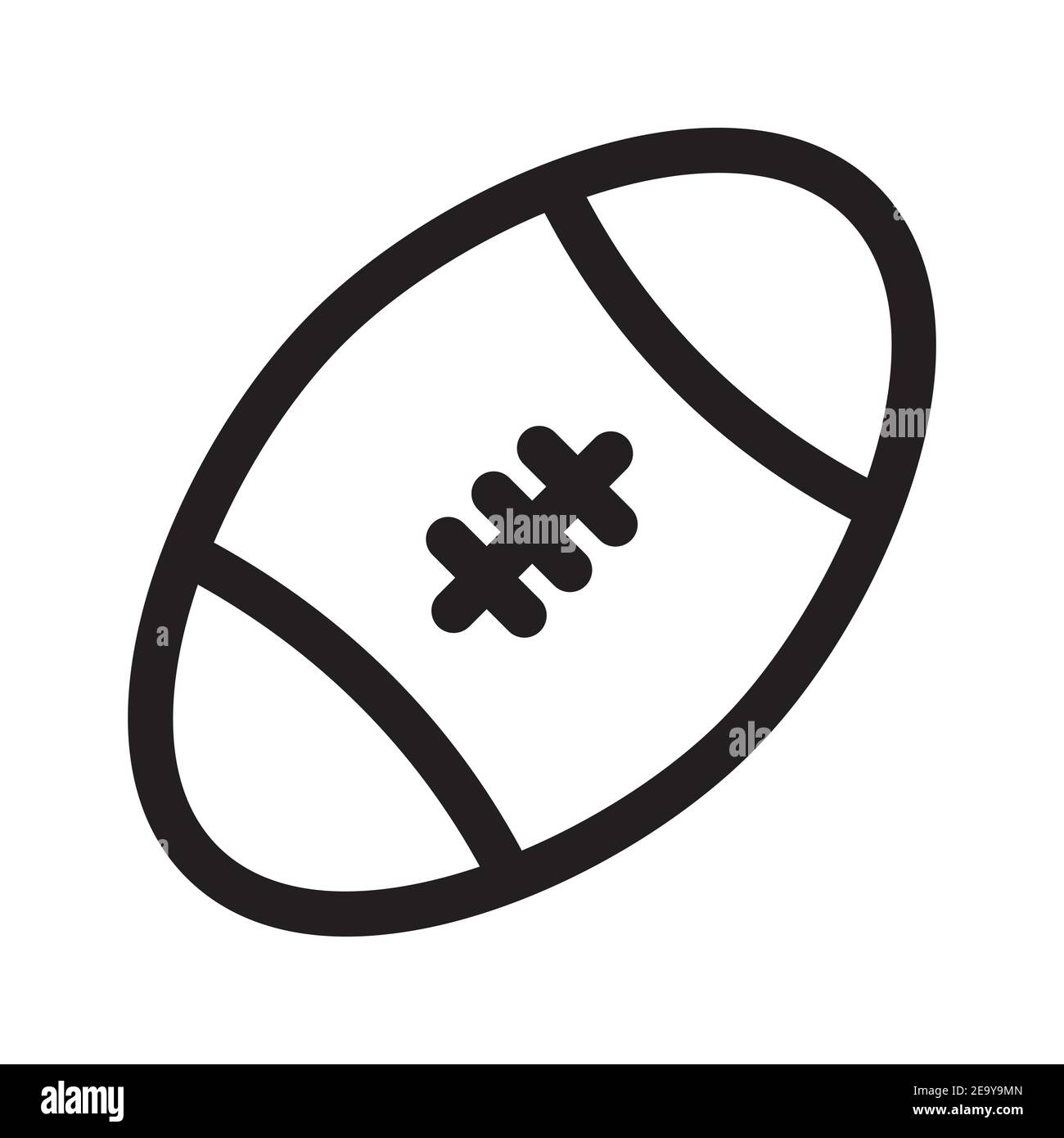 Rugby Ball Umriss Symbol isoliert auf weißem Hintergrund. Stock Vektor