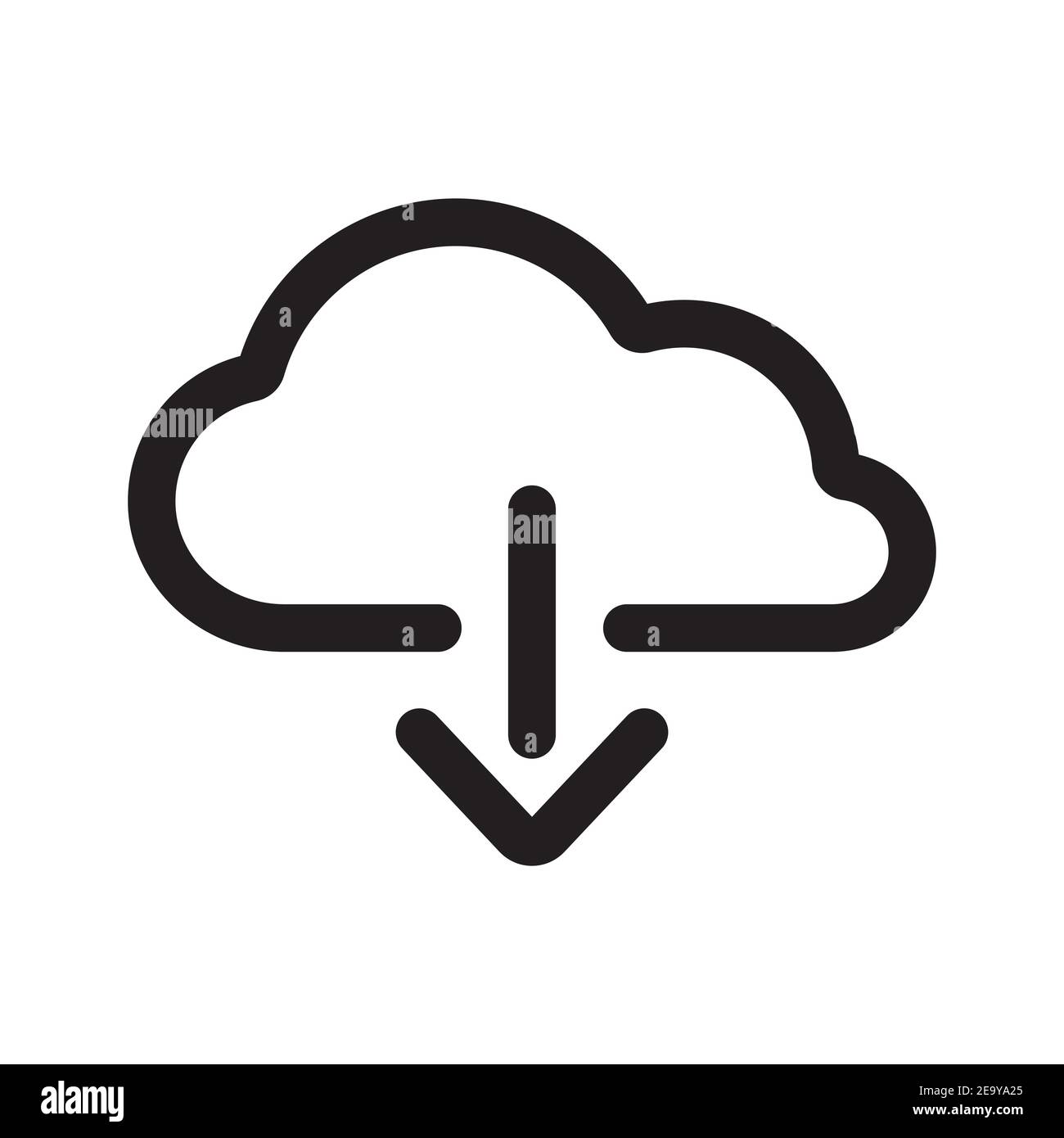 Herunterladen von Dateien aus dem Cloud-Umrisssymbol isoliert auf weißem Hintergrund. Stock Vektor