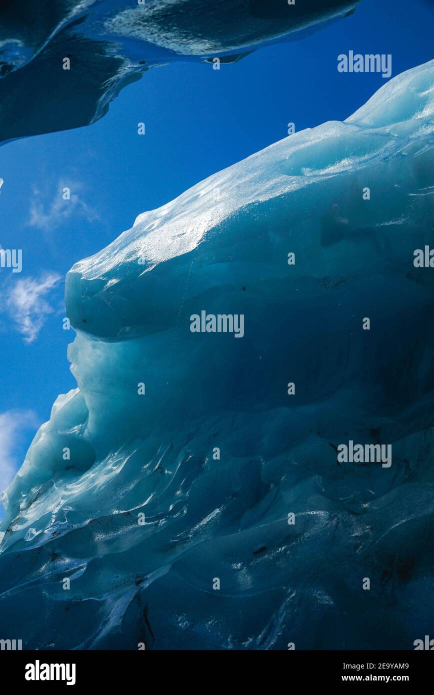 Nahaufnahme des Eises auf dem Franz-Josef-Gletscher Stockfoto