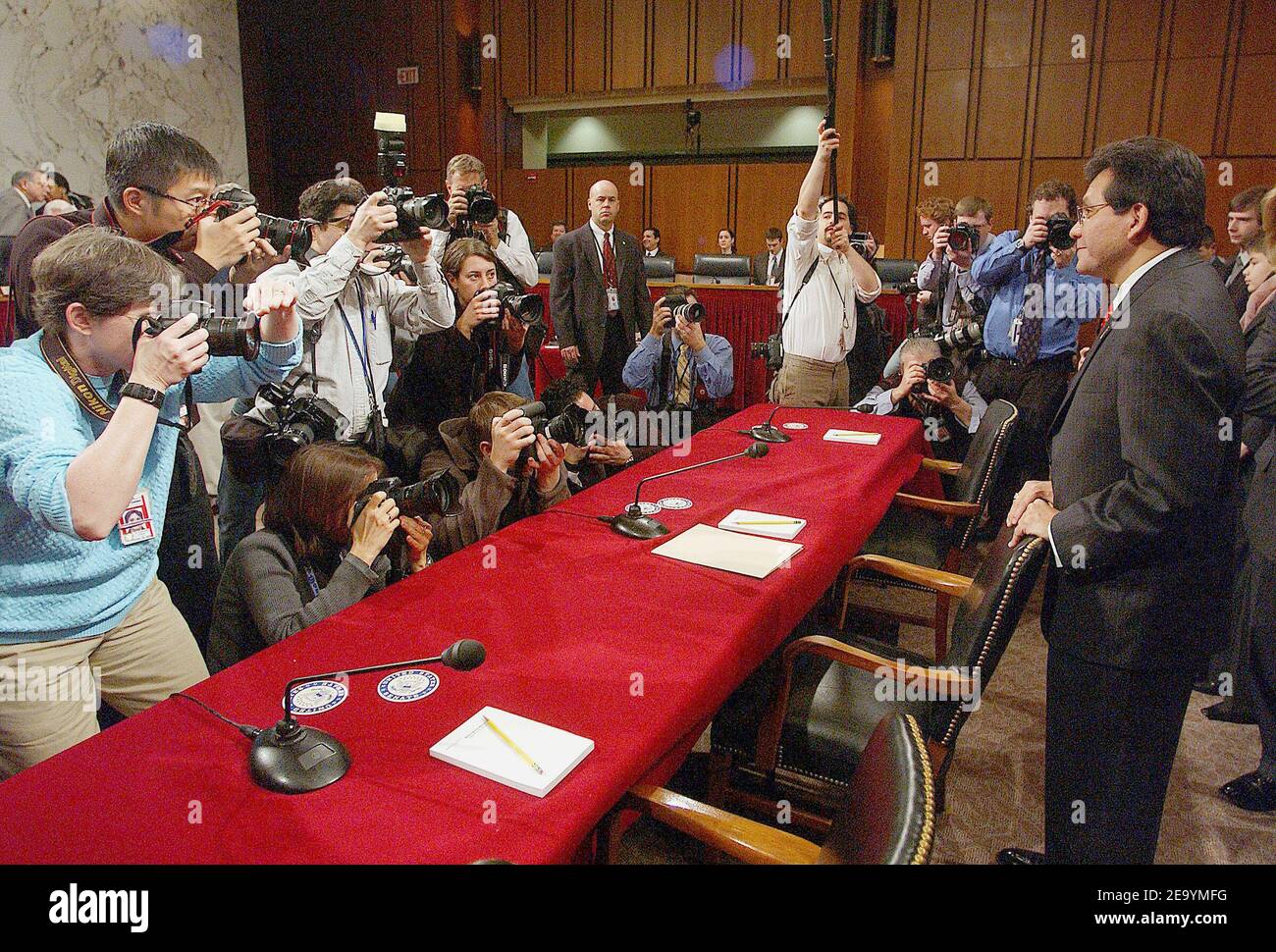 Anhörung zur Ernennung von Alberto Gonzales zum Generalstaatsanwalt der Vereinigten Staaten am 06 2005. Januar (Foto: Alberto Gonzales) Foto: Olivier Douliery/ABACA Stockfoto