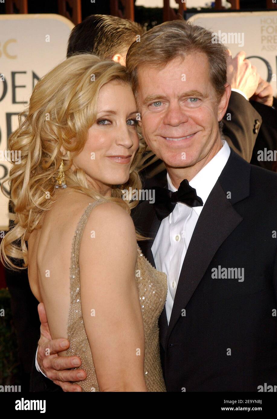 Felicity Huffman und ihr Ehemann William H. Macy kommen am 16. Januar 2005 bei den Annual Golden Globe Awards 62nd in Los Angeles, CA, USA an. Foto von hahn-Khayat/ABACA Stockfoto