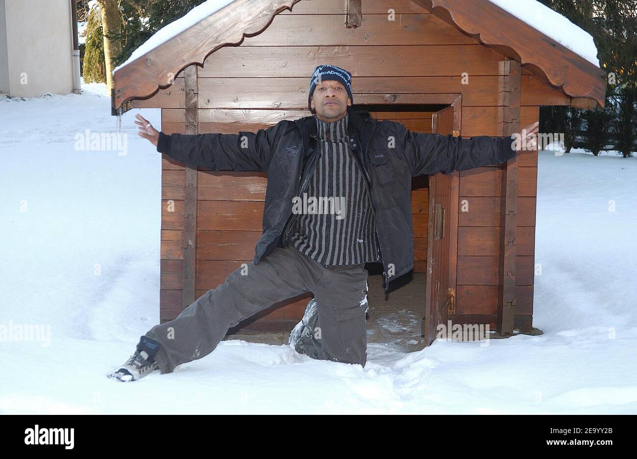 Der französische Schauspieler Stephane Montoute posiert während des Fantastic's Arts Film Festival in Gerardmer, Südfrankreich, am 29. Januar 2005. Foto von Giancarlo Gorassini/ABACA Stockfoto