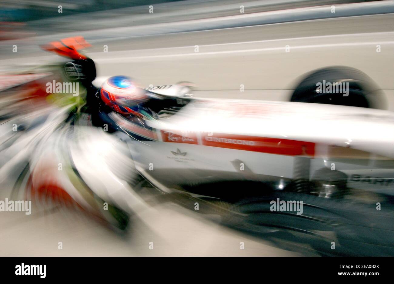 Der britische Formel-1-Fahrer Jenson Button (Team Bar Honda) beim Training des malaysischen Formel-1-Grand-Prix auf der Sepang-Strecke, Malaysia, am 18. März 2005. Foto von Thierry Gromik/ABACA. Stockfoto