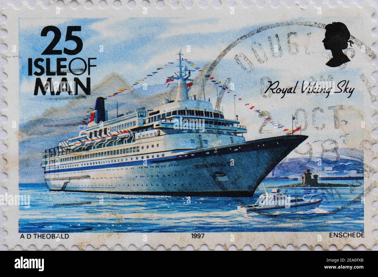 Royal Viking Sky Kreuzfahrtschiff Isle of man Briefmarke Ausgabe 1997 Stockfoto